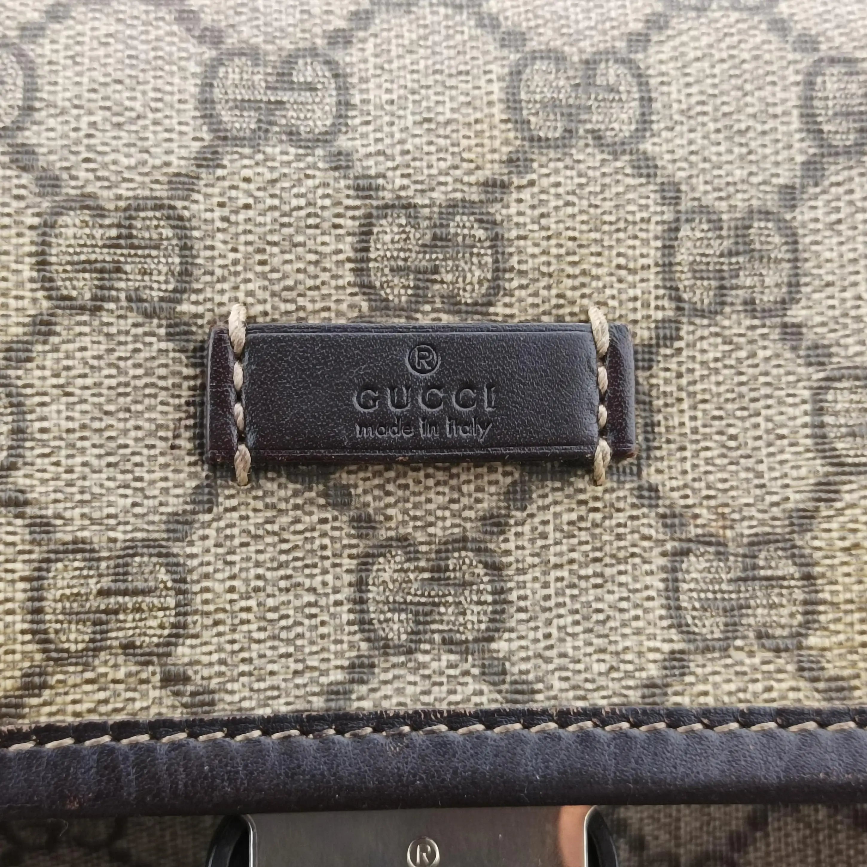Pre-owned Gucci GG Supreme Brown PVC coated canvas 246103 backpack/rucksack | stylenewstar
