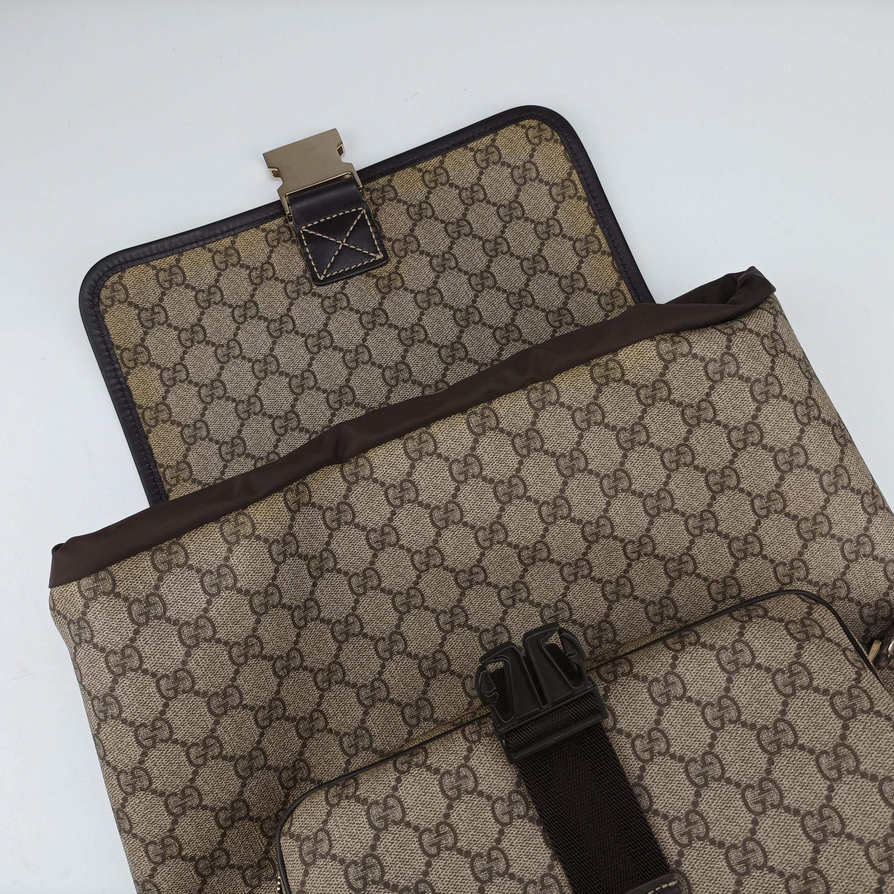 Pre-owned Gucci GG Supreme Brown PVC coated canvas 246103 backpack/rucksack | stylenewstar