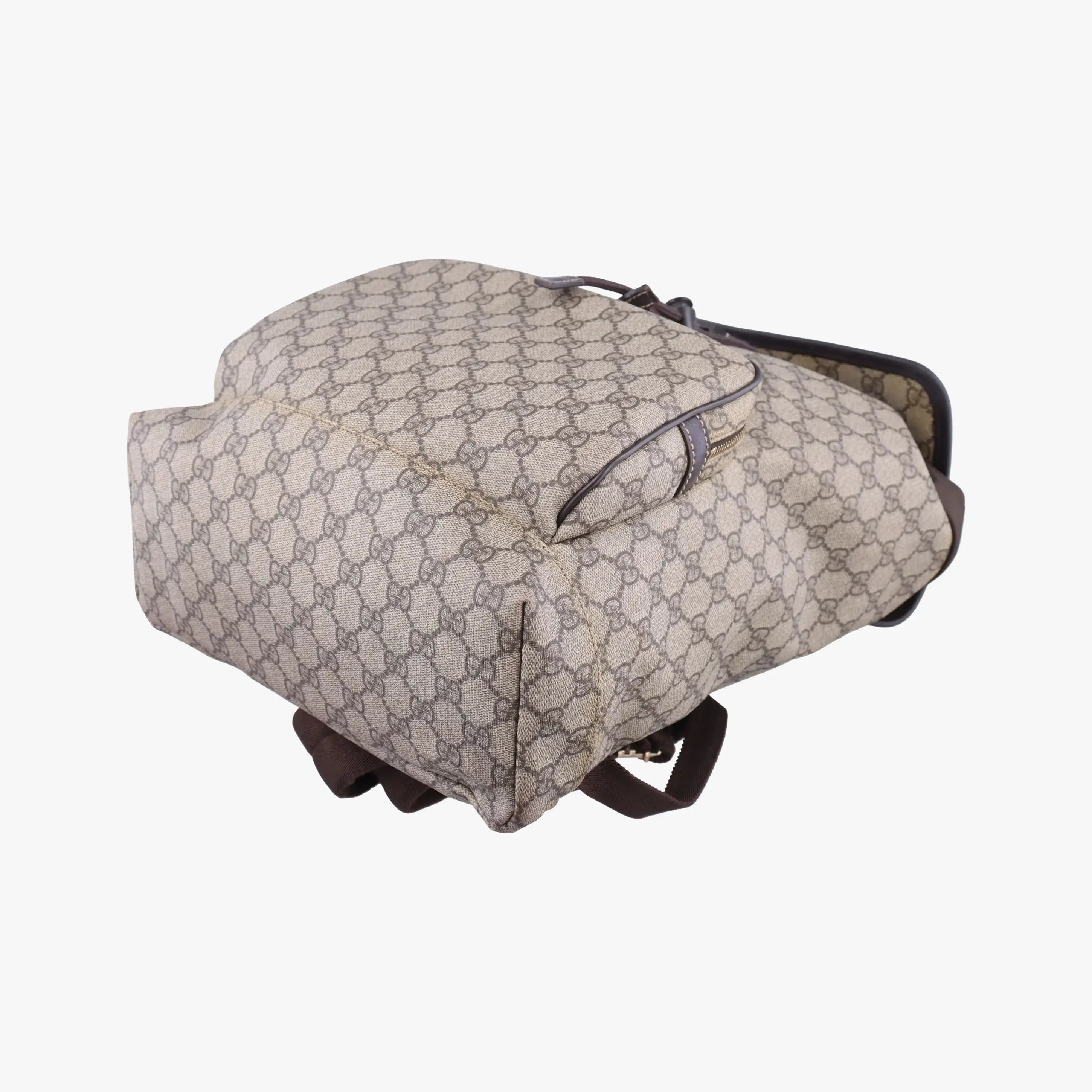 Pre-owned Gucci GG Supreme Brown PVC coated canvas 246103 backpack/rucksack | stylenewstar