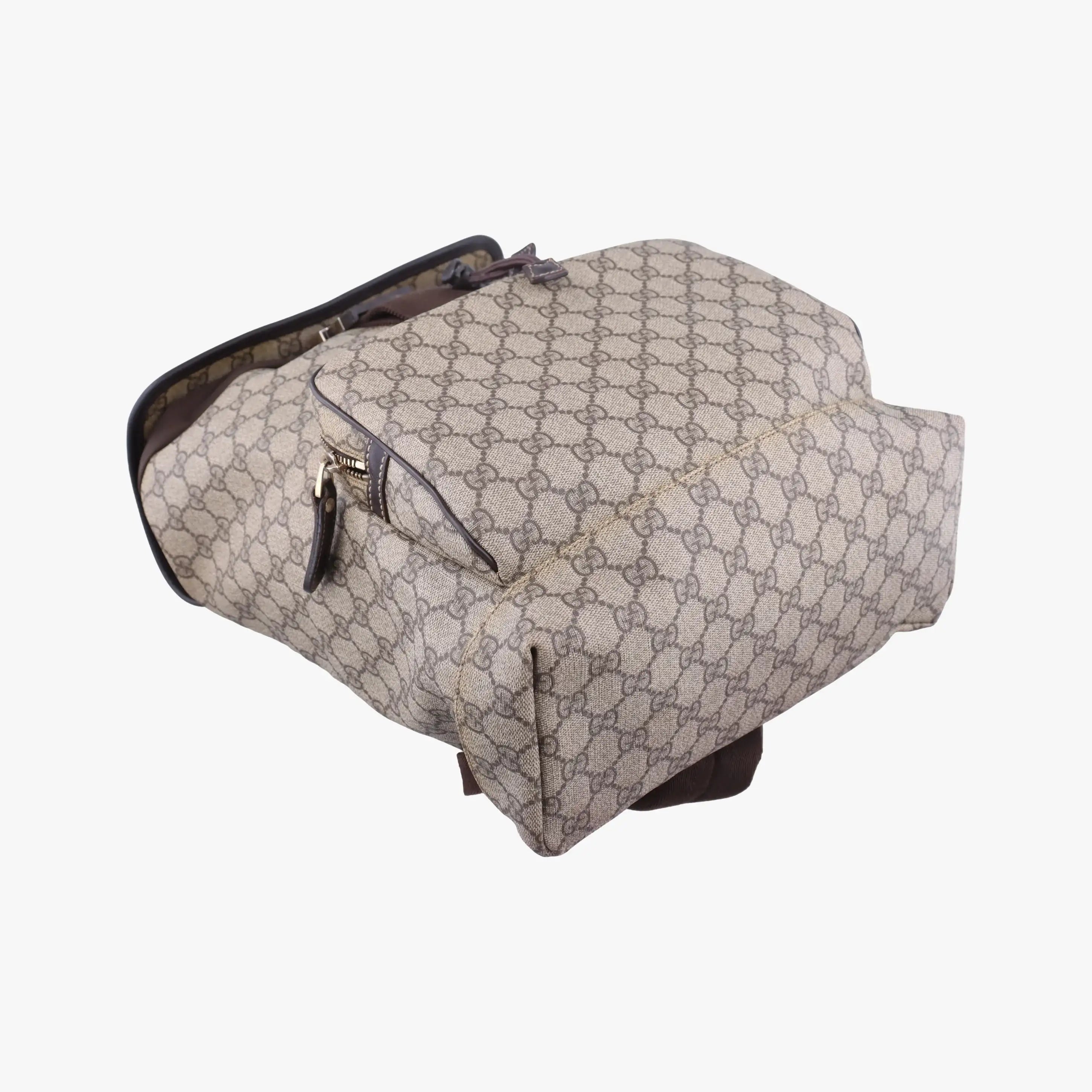 Pre-owned Gucci GG Supreme Brown PVC coated canvas 246103 backpack/rucksack | stylenewstar