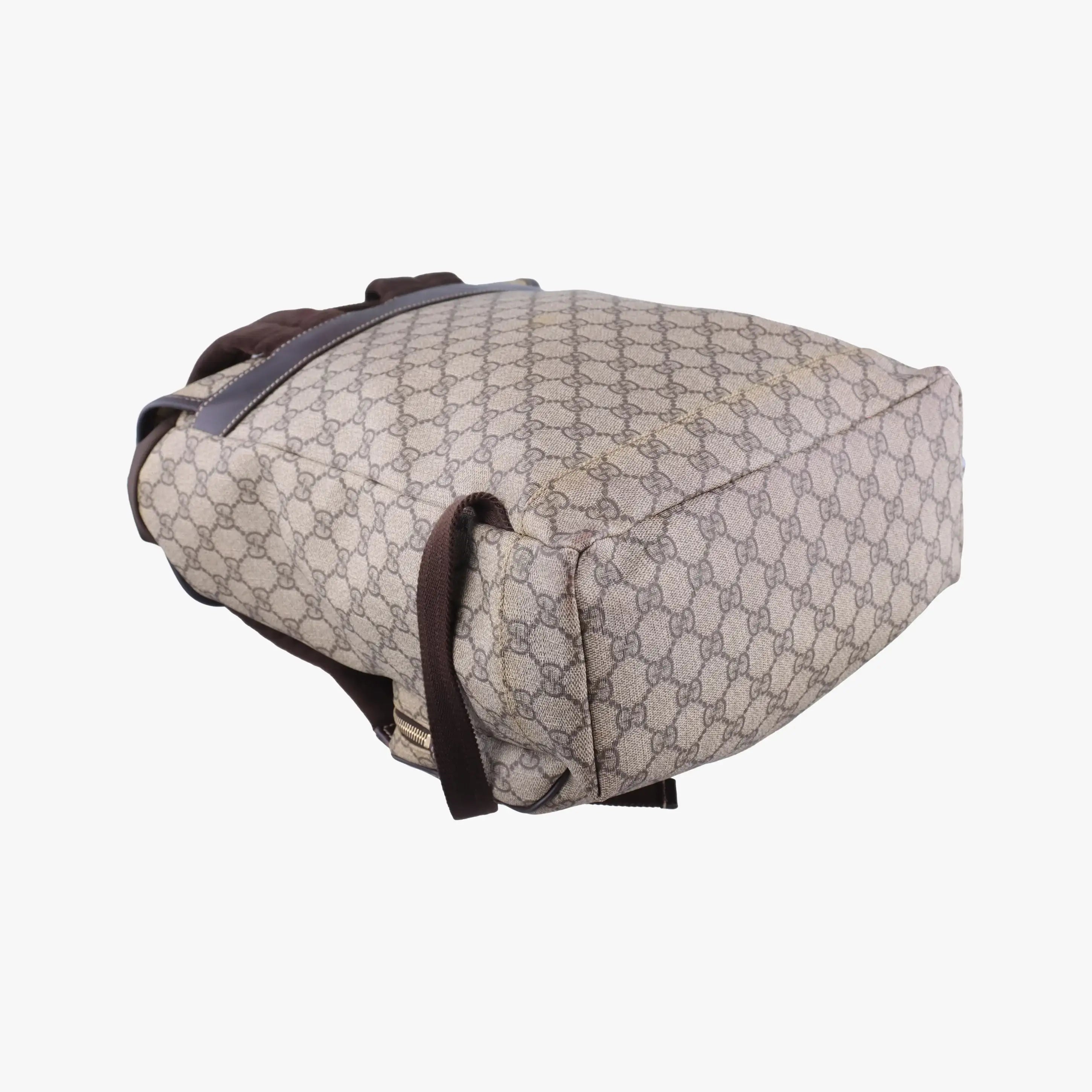 Pre-owned Gucci GG Supreme Brown PVC coated canvas 246103 backpack/rucksack | stylenewstar
