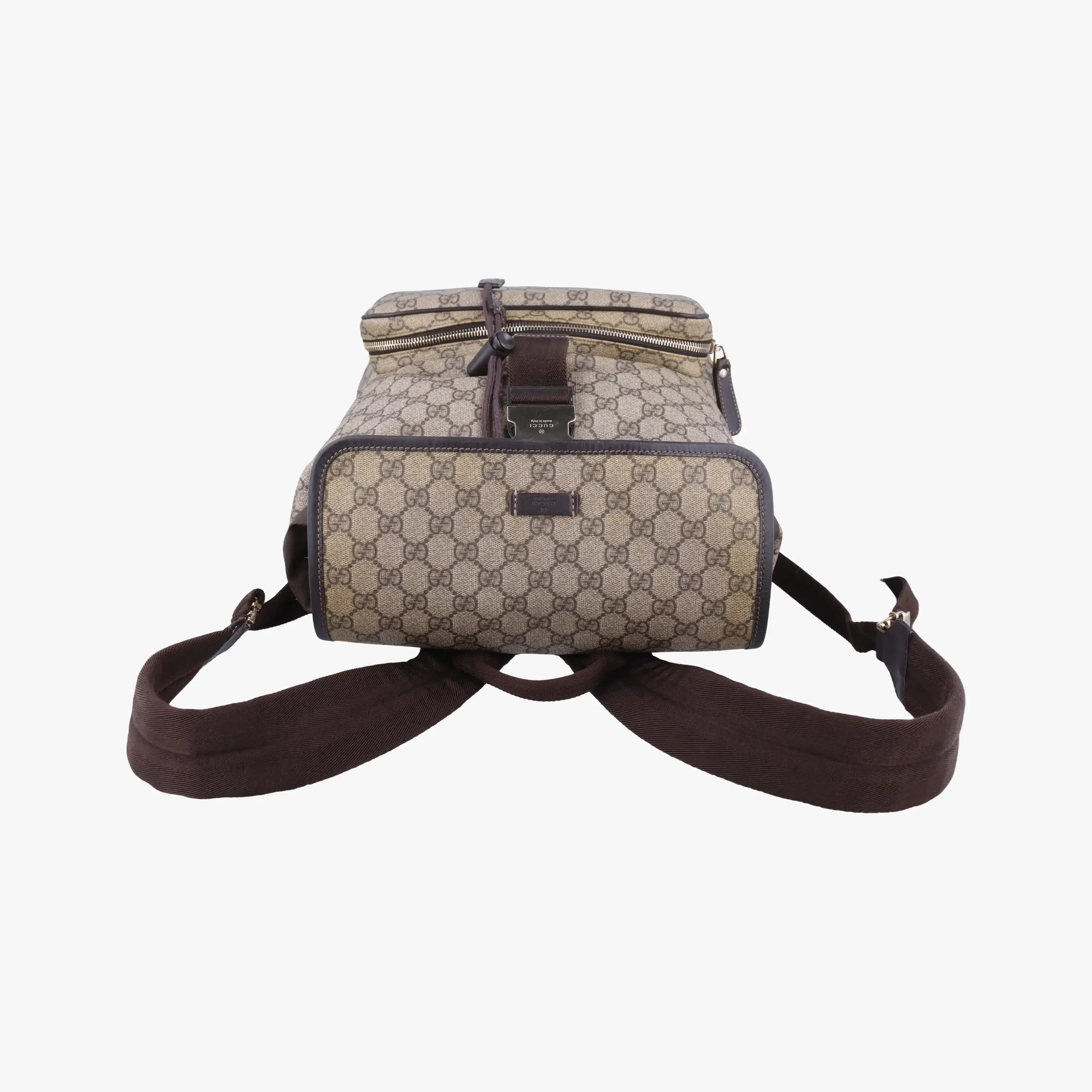 Pre-owned Gucci GG Supreme Brown PVC coated canvas 246103 backpack/rucksack | stylenewstar
