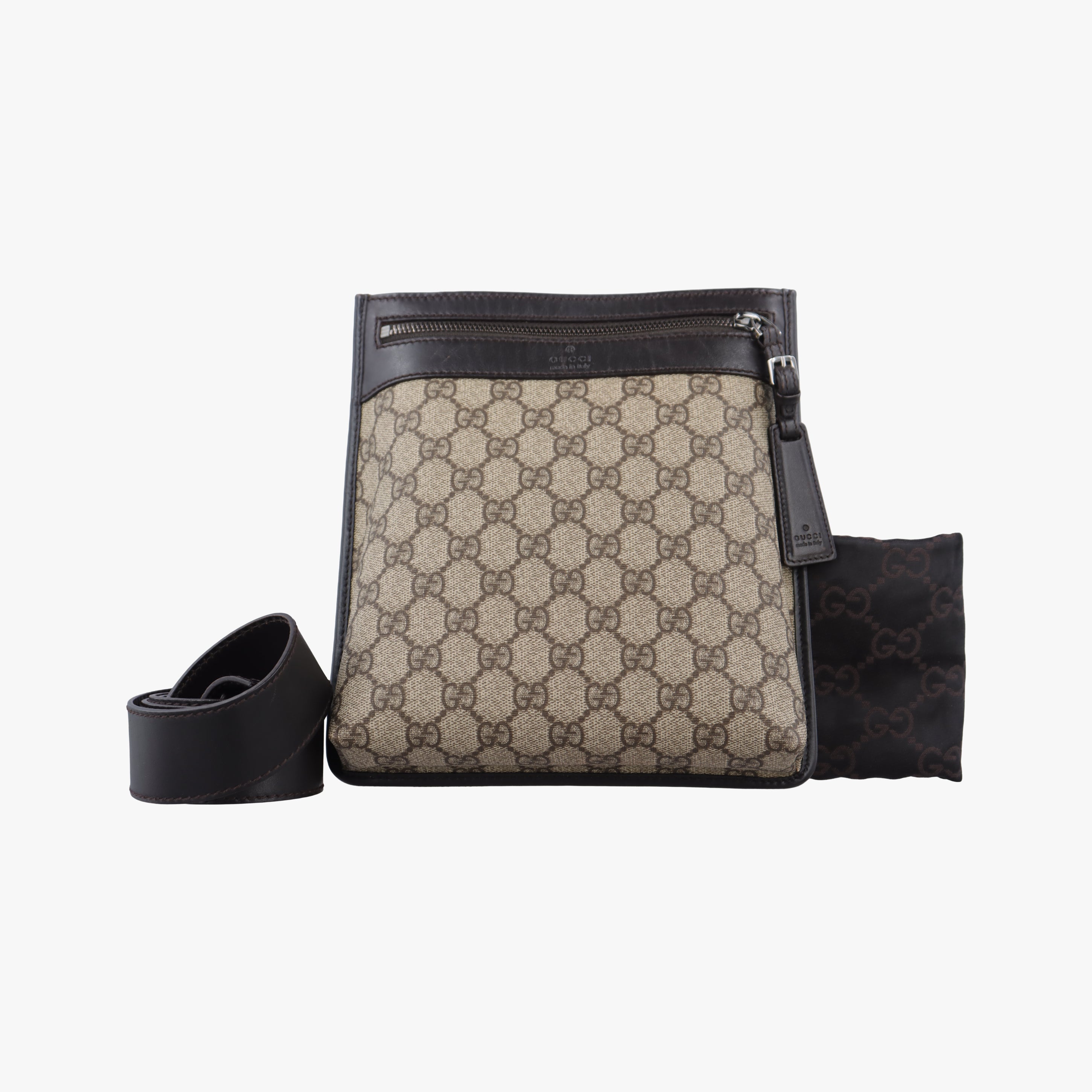 Pre-owned Gucci GG Supreme Brown PVC coated canvas 92562 shoulderbag | stylenewstar