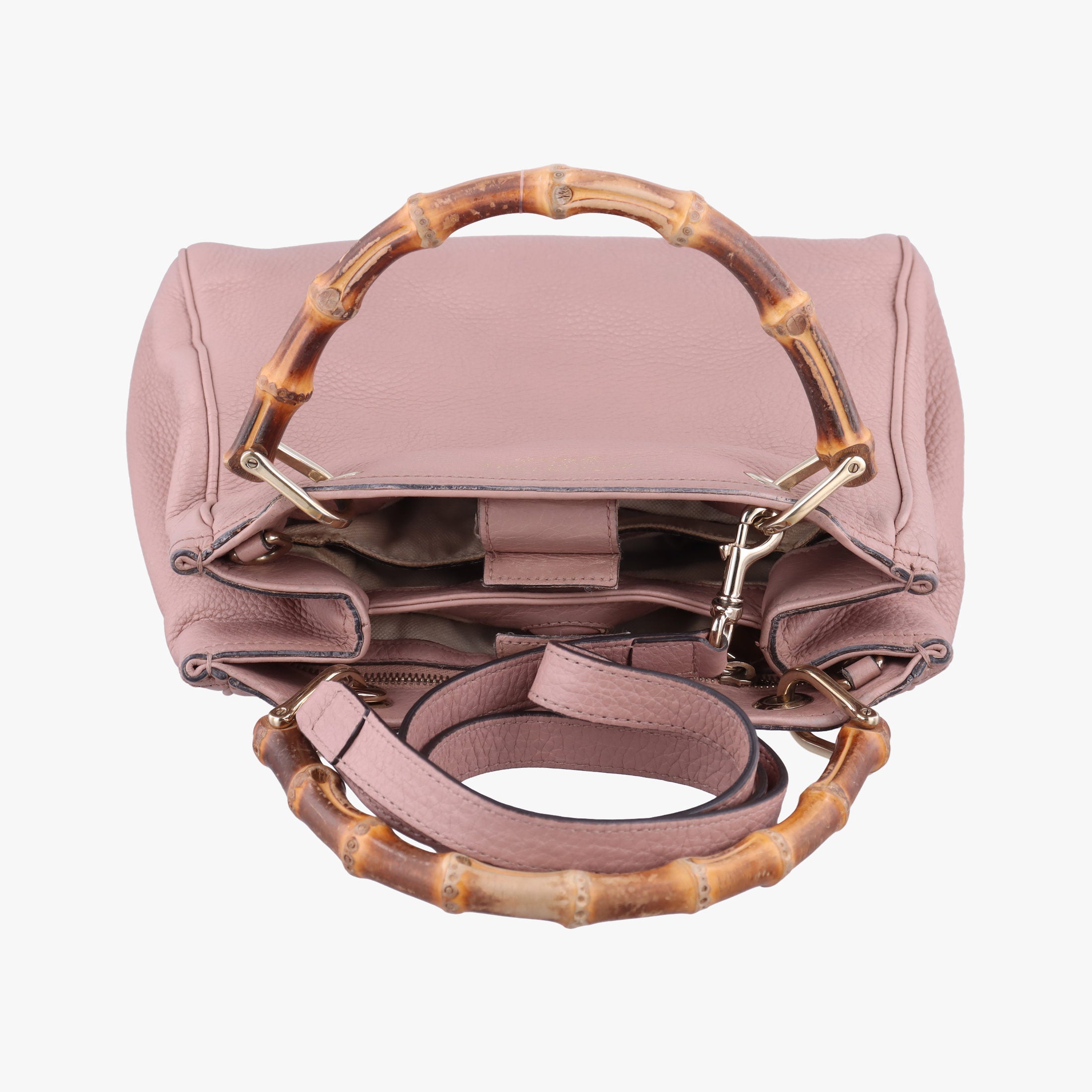 Pre-owned Gucci Bamboo Shopper Pink Leather 336032 shoulderbag | stylenewstar