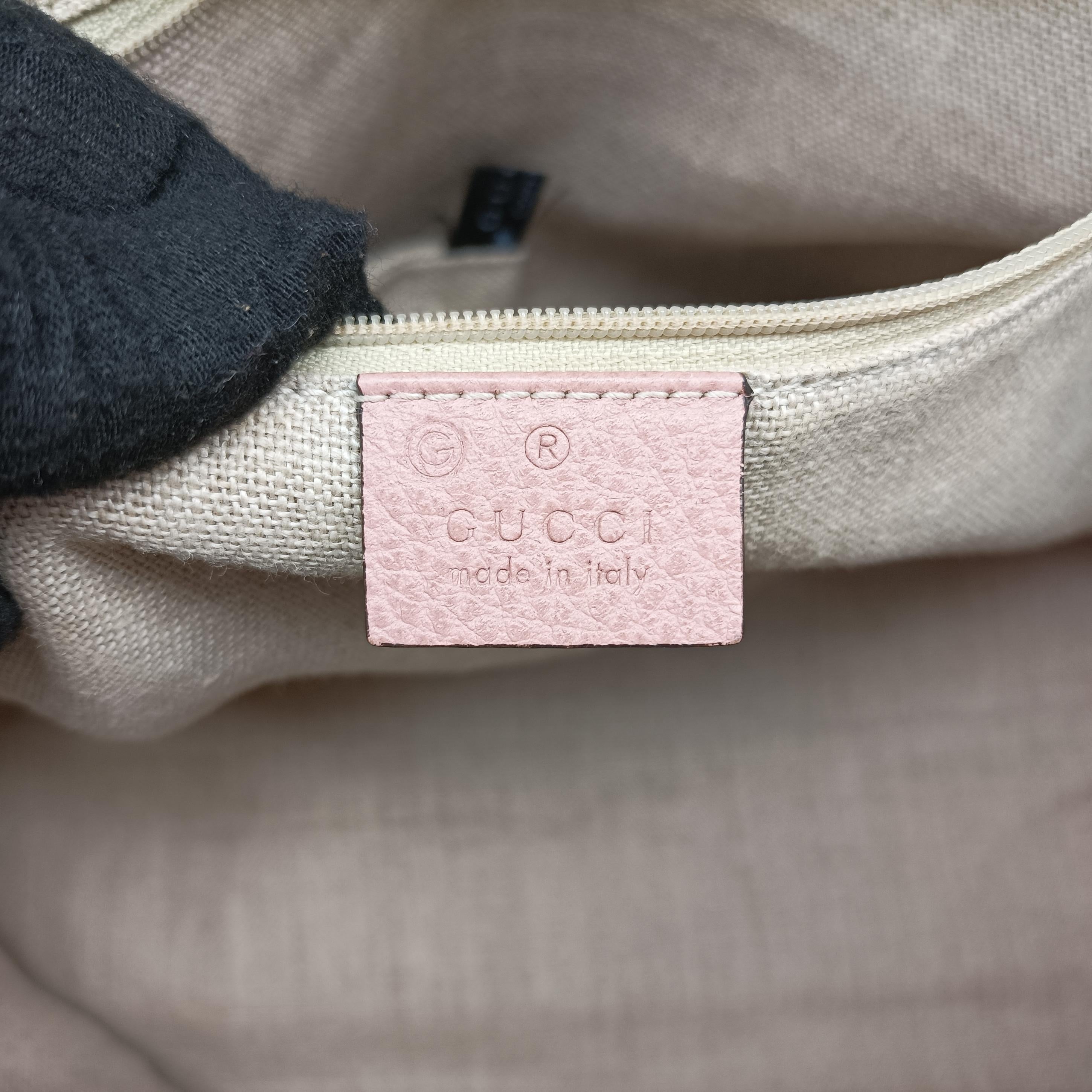 Pre-owned Gucci Dome Large GG Charm Pink Leather 449660 shoulderbag | stylenewstar