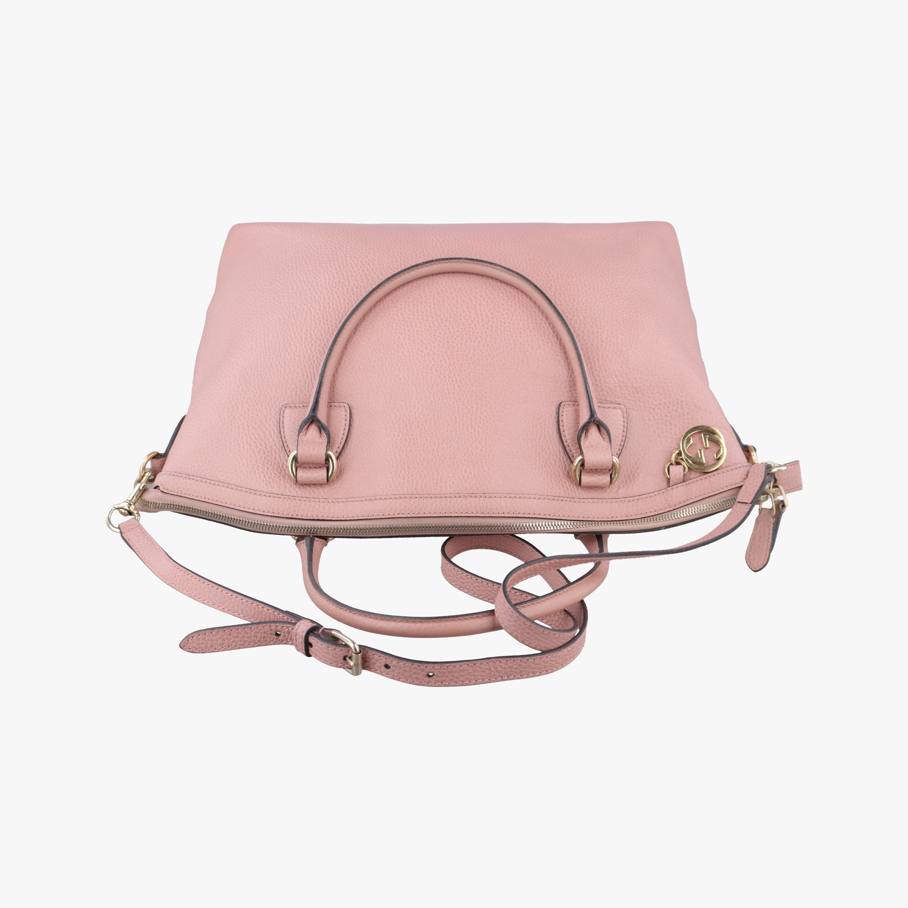 Pre-owned Gucci Dome Large GG Charm Pink Leather 449660 shoulderbag | stylenewstar