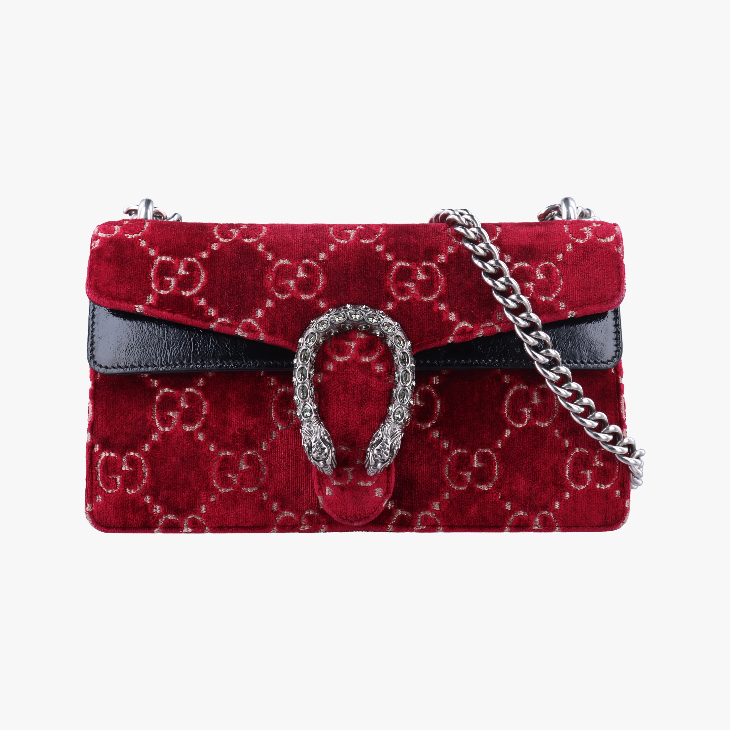 Pre-owned Gucci Dionysus Red×Black velour 476432 shoulderbag | stylenewstar