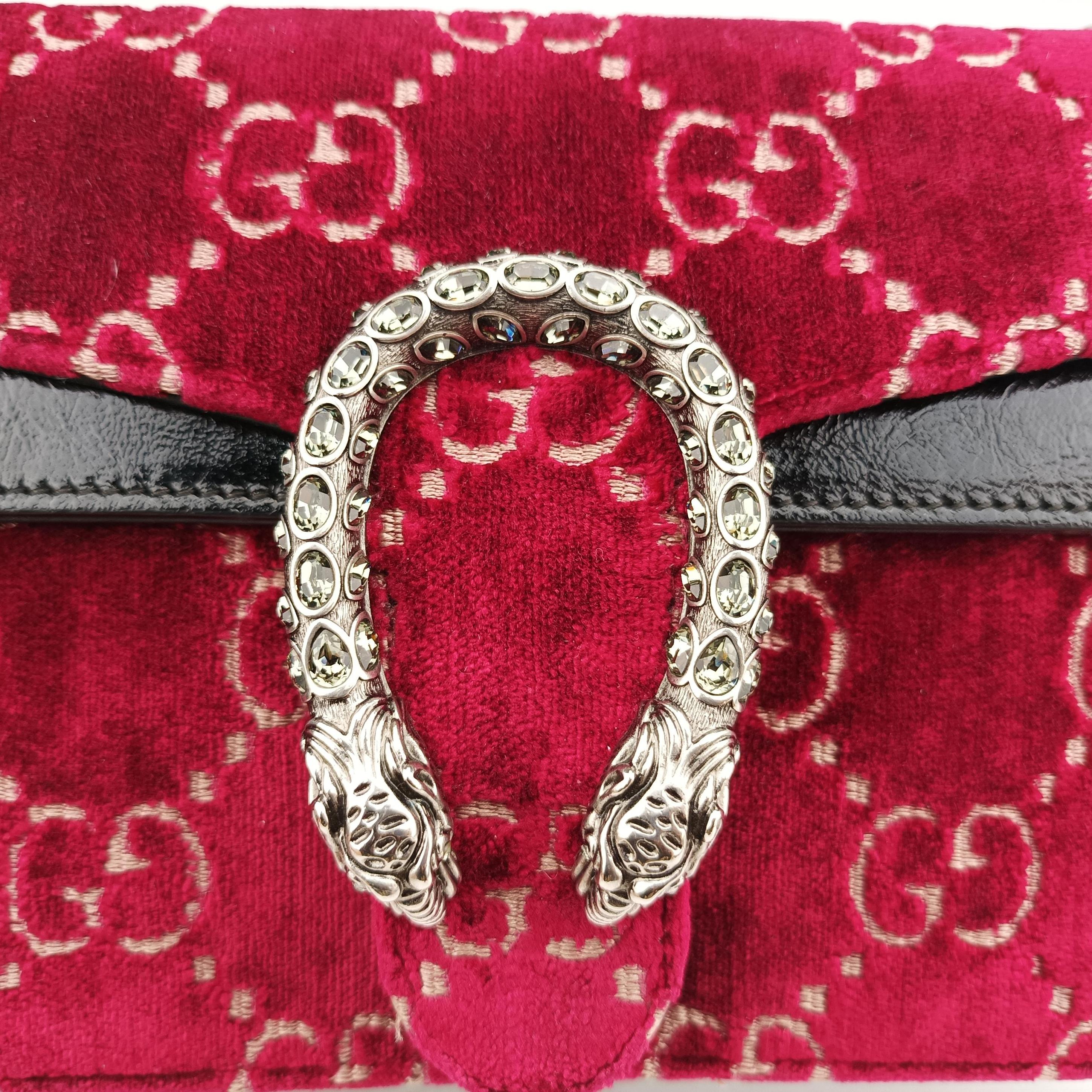 Pre-owned Gucci Dionysus Red×Black velour 476432 shoulderbag | stylenewstar