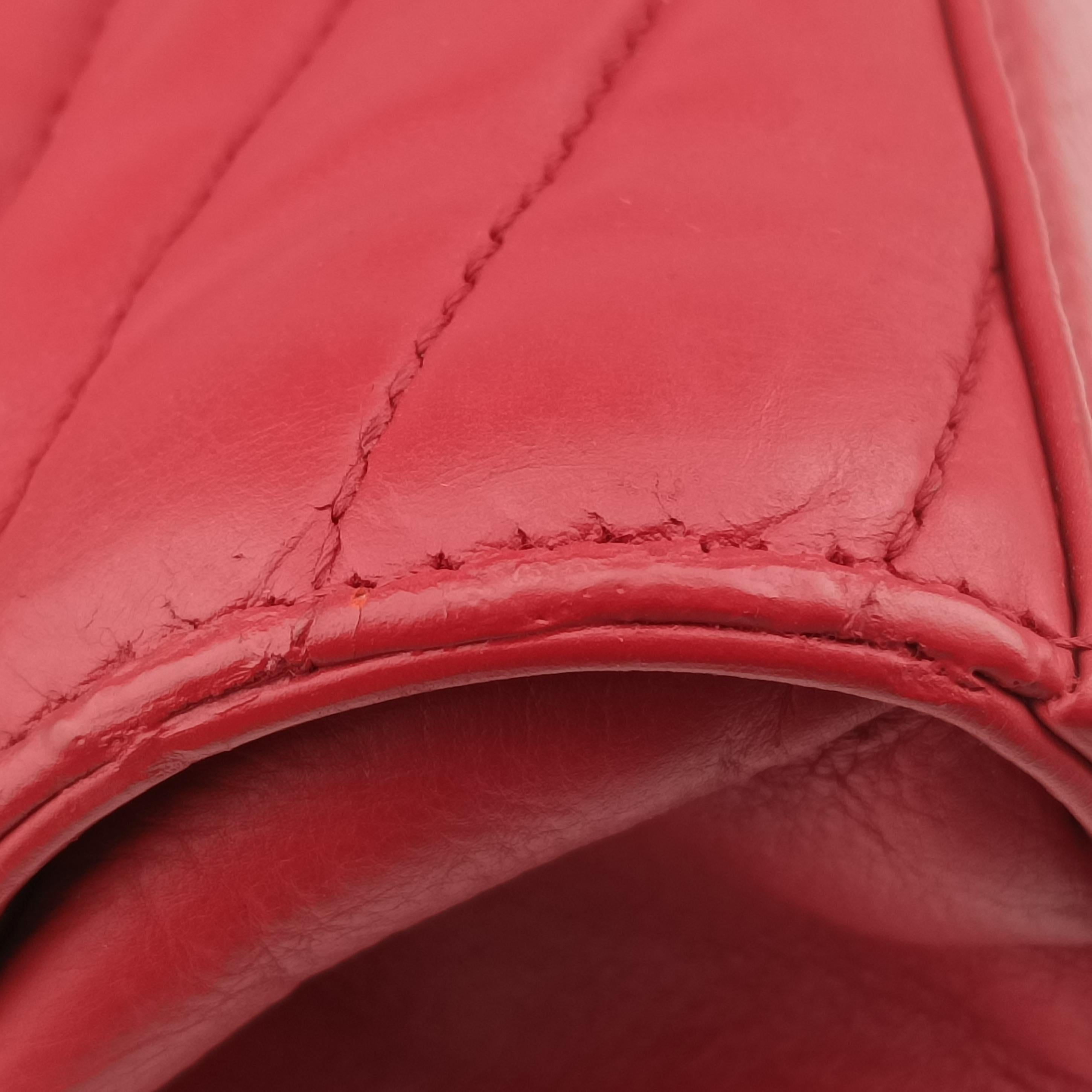 Pre-owned Chanel gabrielle Accordion Tote Red Leather A66841 shoulderbag | stylenewstar