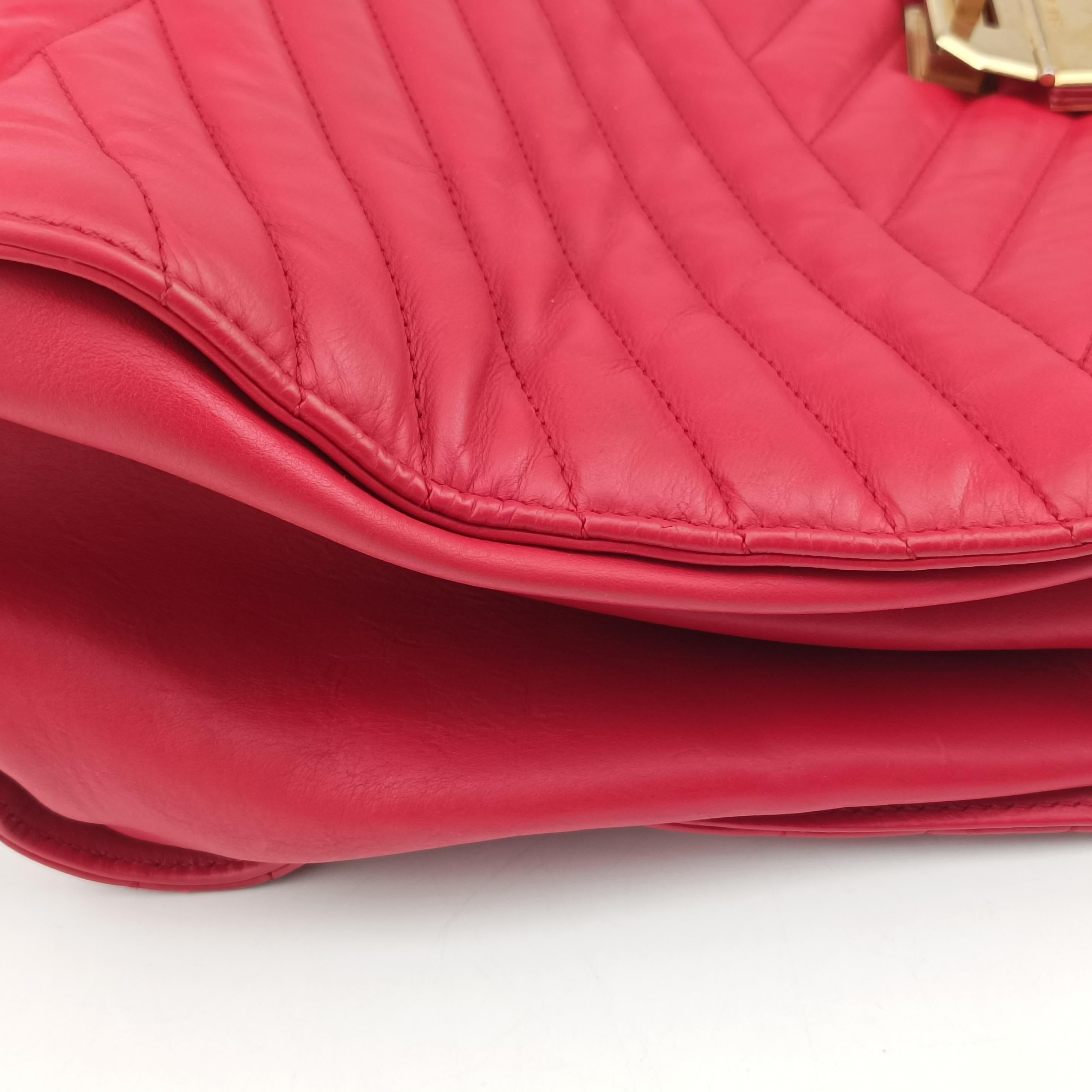 Pre-owned Chanel gabrielle Accordion Tote Red Leather A66841 shoulderbag | stylenewstar