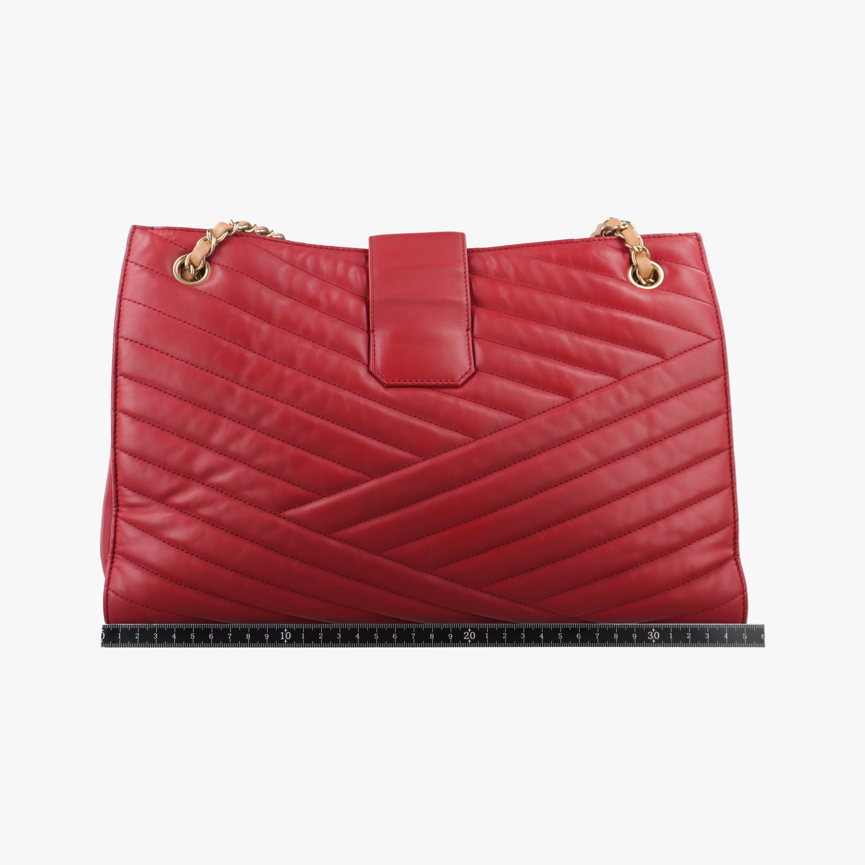 Pre-owned Chanel gabrielle Accordion Tote Red Leather A66841 shoulderbag | stylenewstar