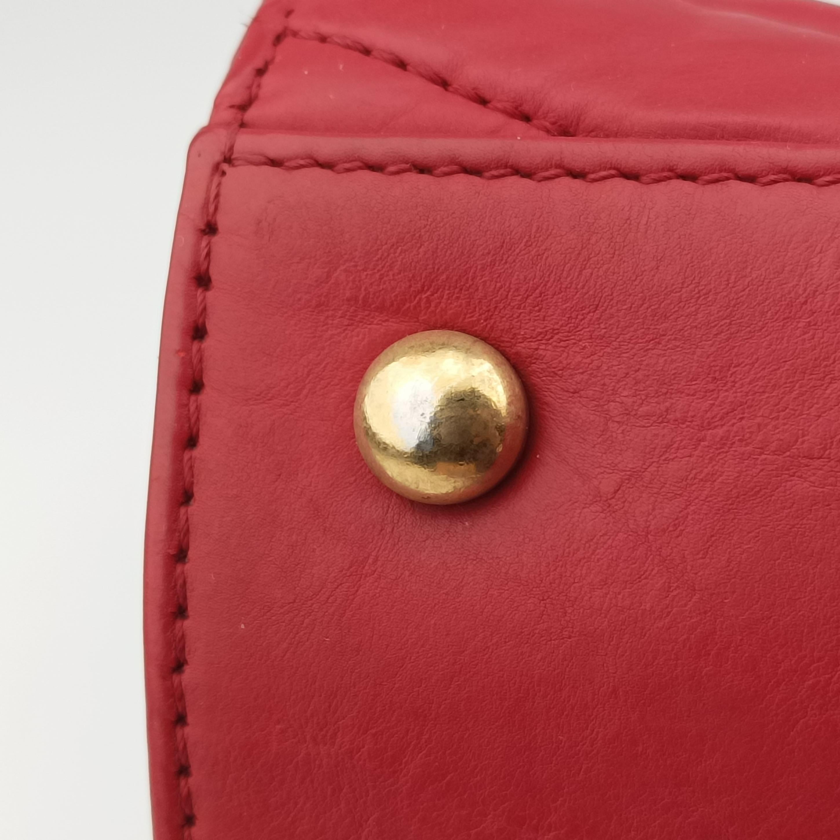 Pre-owned Chanel gabrielle Accordion Tote Red Leather A66841 shoulderbag | stylenewstar