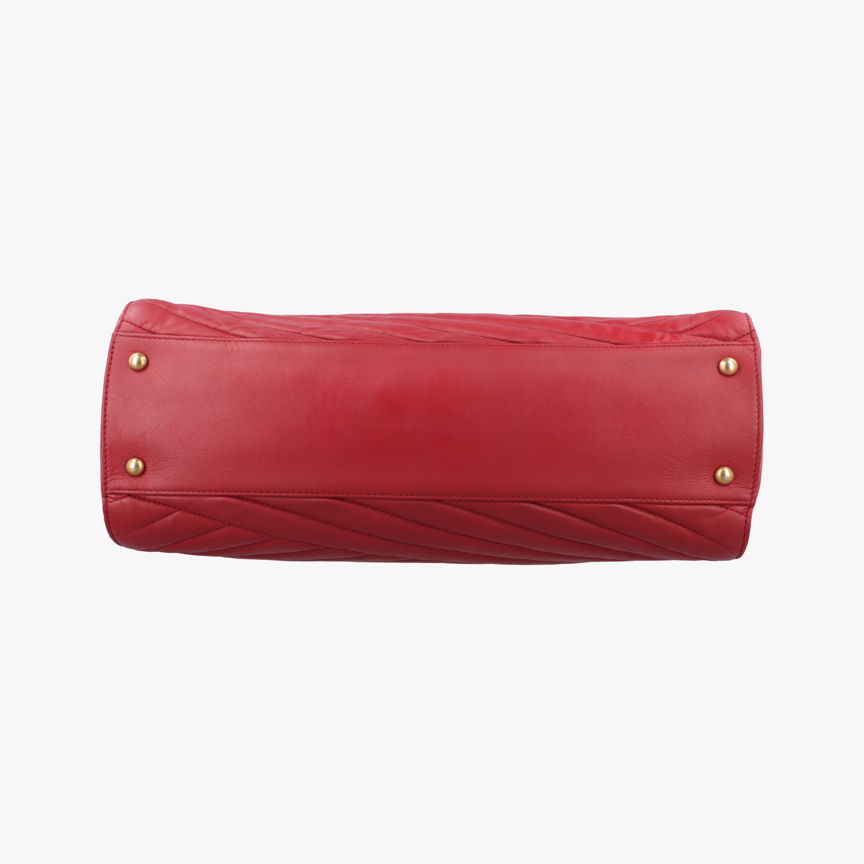 Pre-owned Chanel gabrielle Accordion Tote Red Leather A66841 shoulderbag | stylenewstar