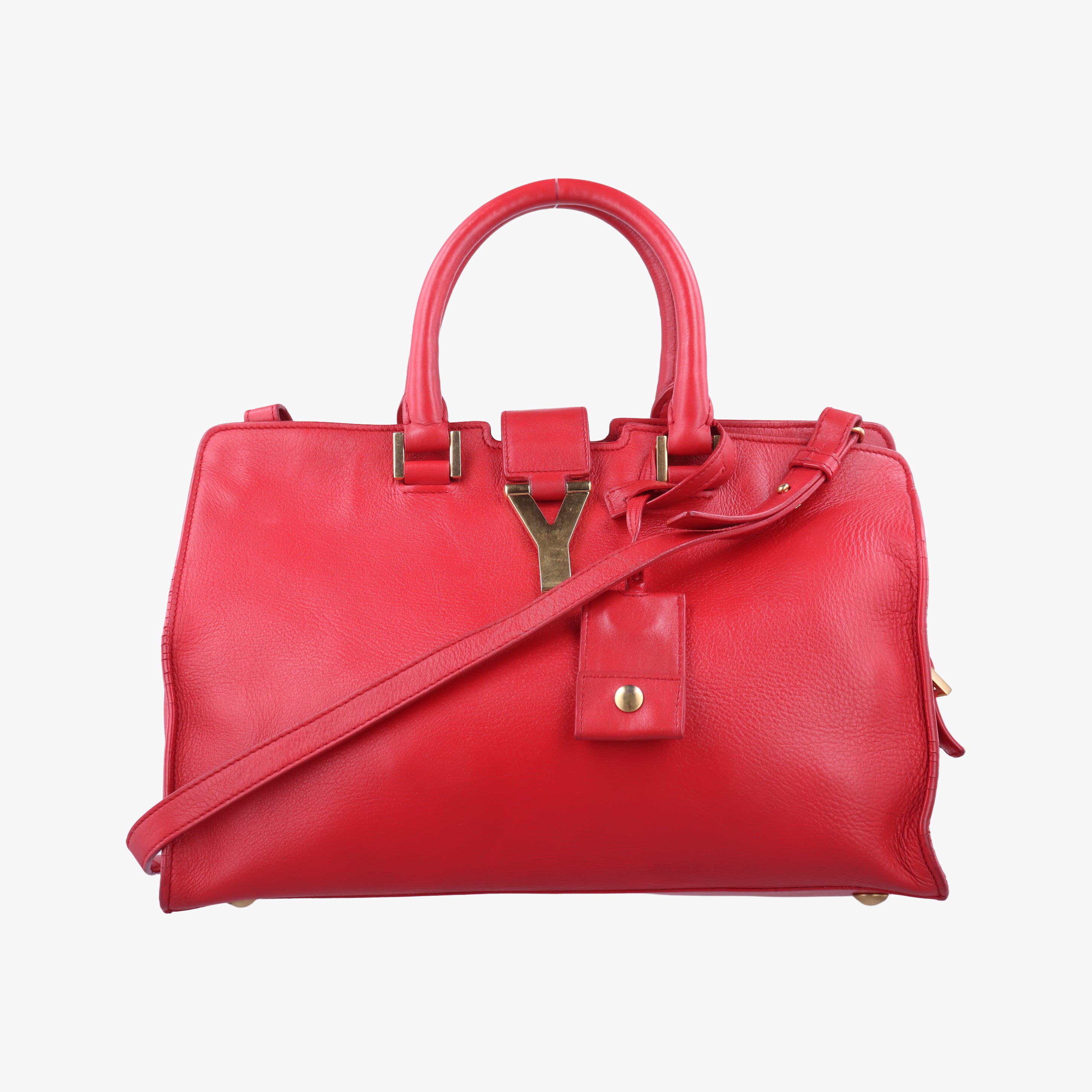 Pre-owned Yves Saint Laurent Y Ligne Petit Cabas Red Leather 311210 shoulderbag | stylenewstar