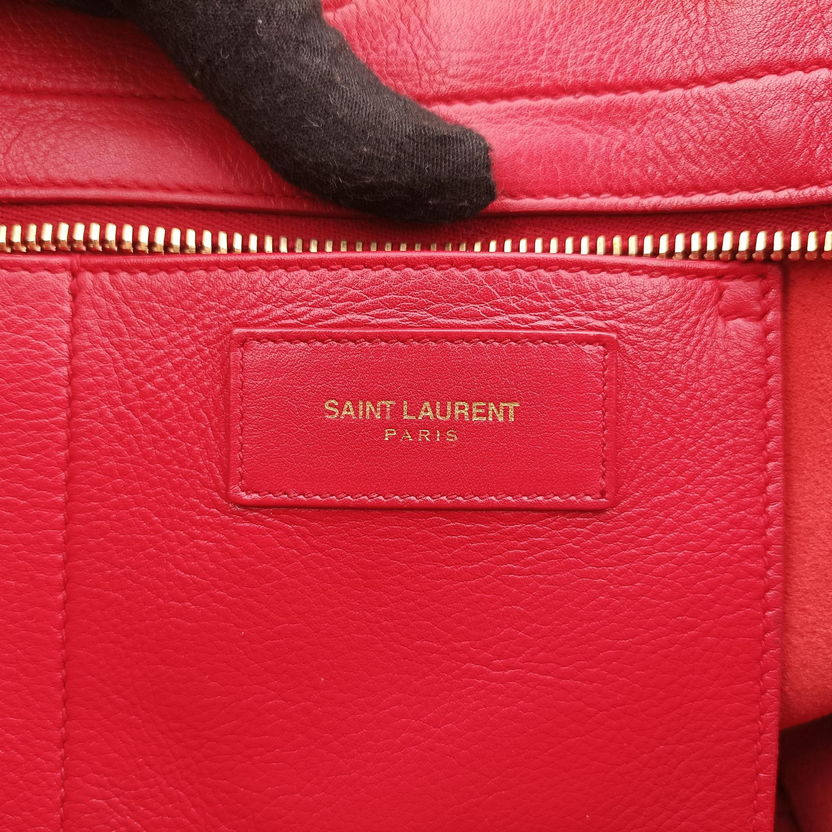 Pre-owned Yves Saint Laurent Y Ligne Petit Cabas Red Leather 311210 shoulderbag | stylenewstar