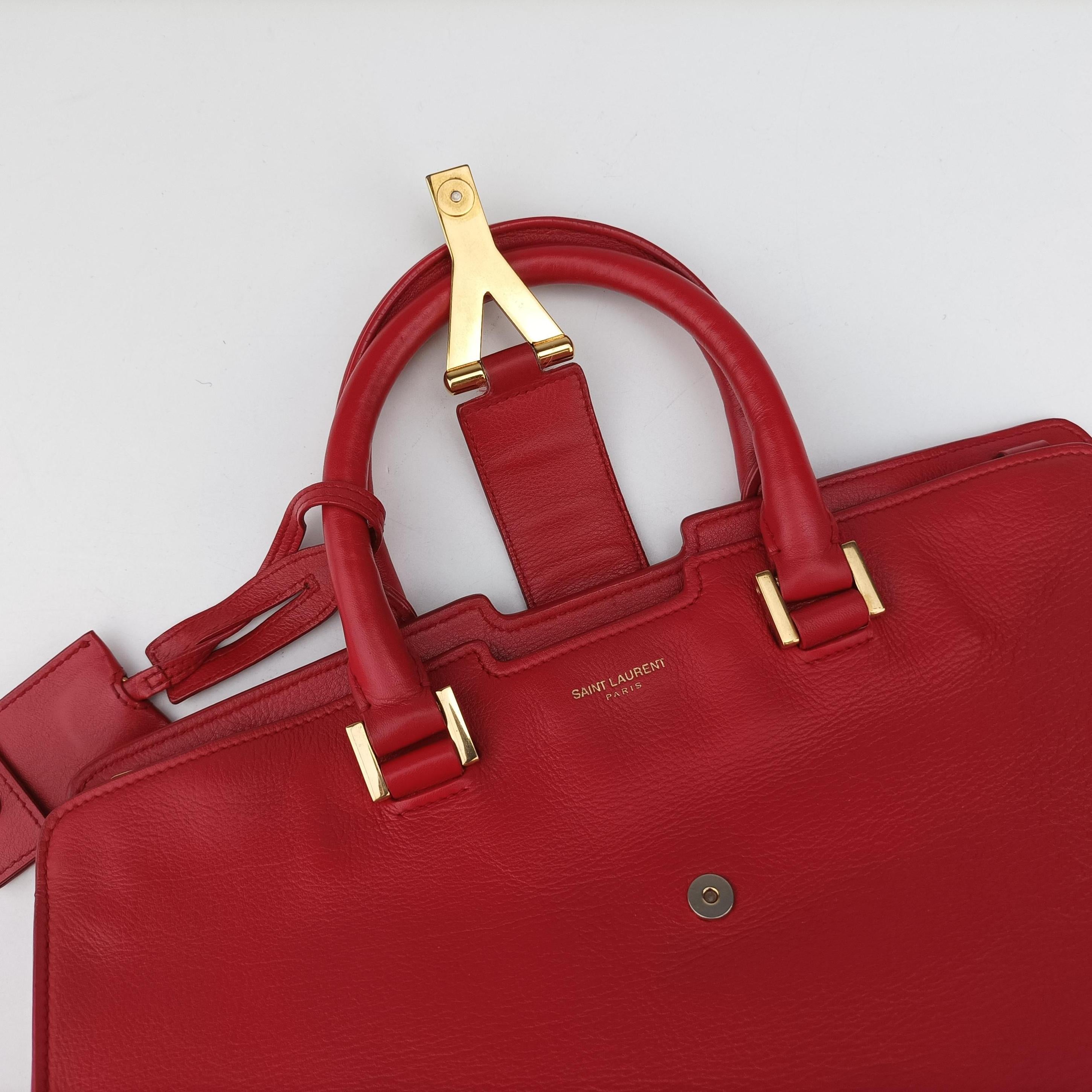 Pre-owned Yves Saint Laurent Y Ligne Petit Cabas Red Leather 311210 shoulderbag | stylenewstar