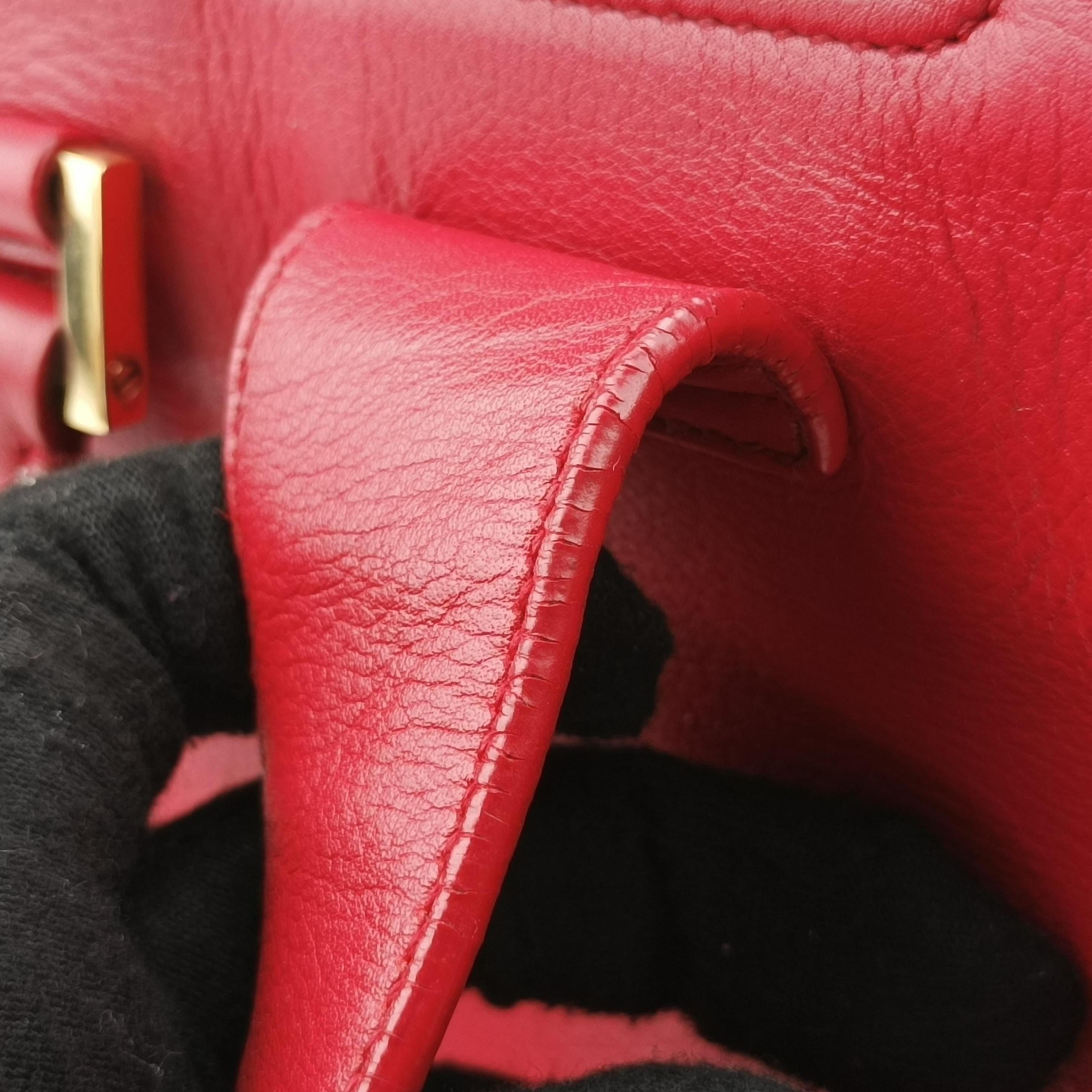 Pre-owned Yves Saint Laurent Y Ligne Petit Cabas Red Leather 311210 shoulderbag | stylenewstar