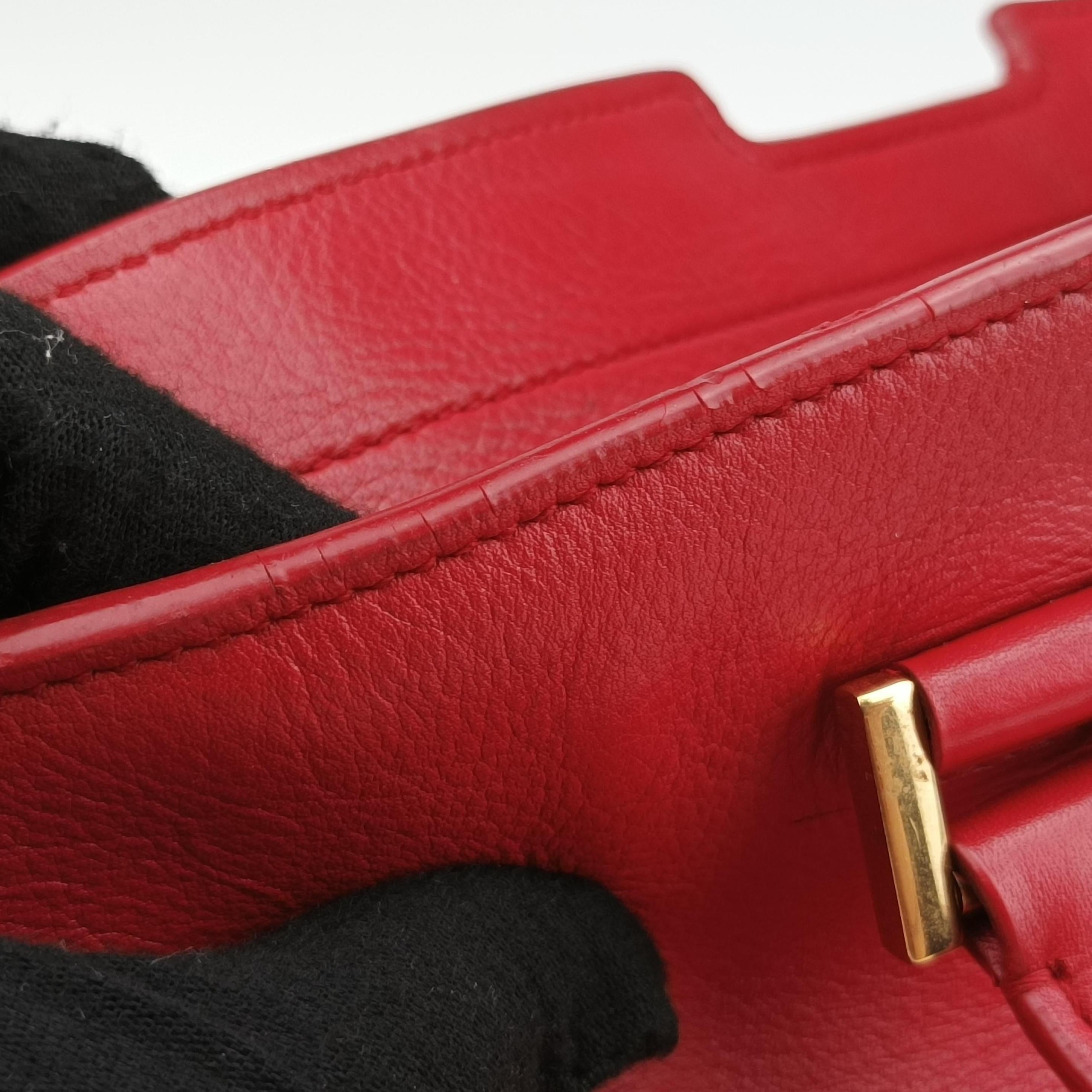 Pre-owned Yves Saint Laurent Y Ligne Petit Cabas Red Leather 311210 shoulderbag | stylenewstar