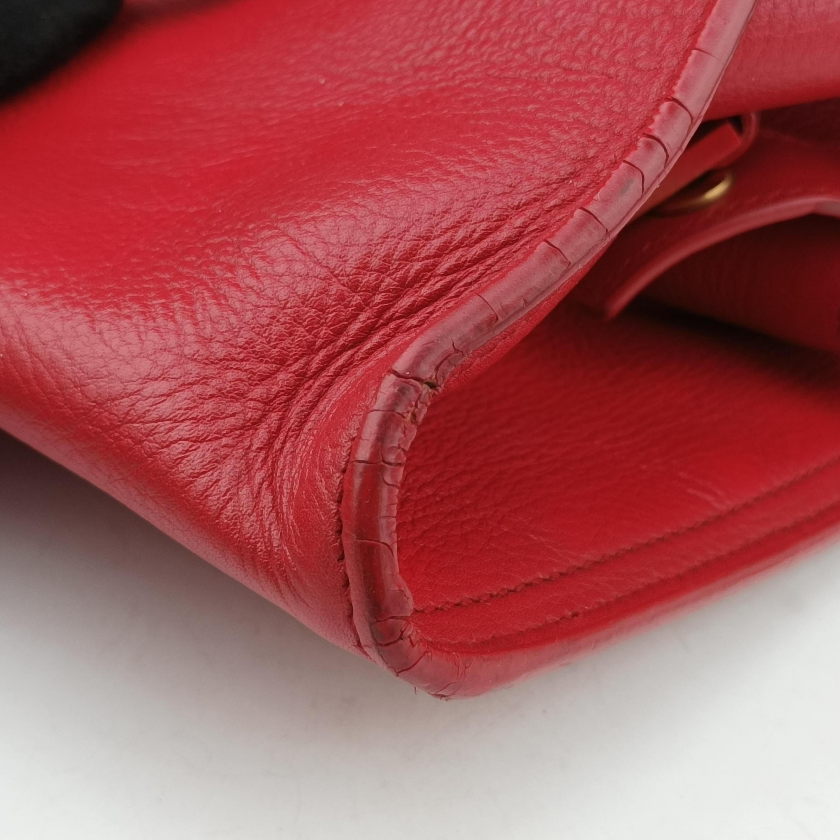 Pre-owned Yves Saint Laurent Y Ligne Petit Cabas Red Leather 311210 shoulderbag | stylenewstar