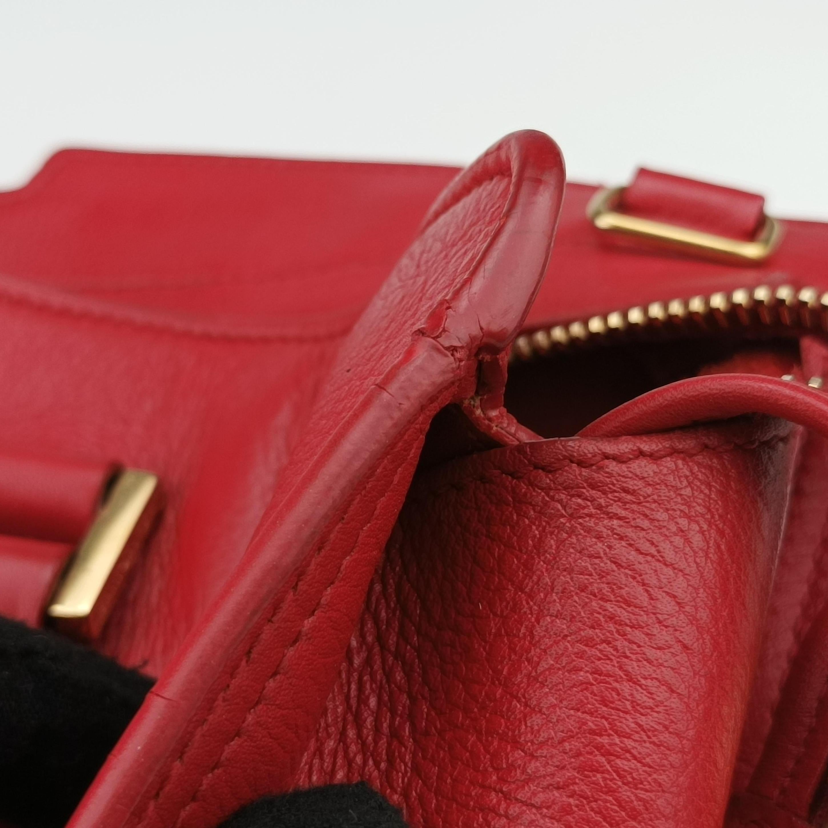 Pre-owned Yves Saint Laurent Y Ligne Petit Cabas Red Leather 311210 shoulderbag | stylenewstar