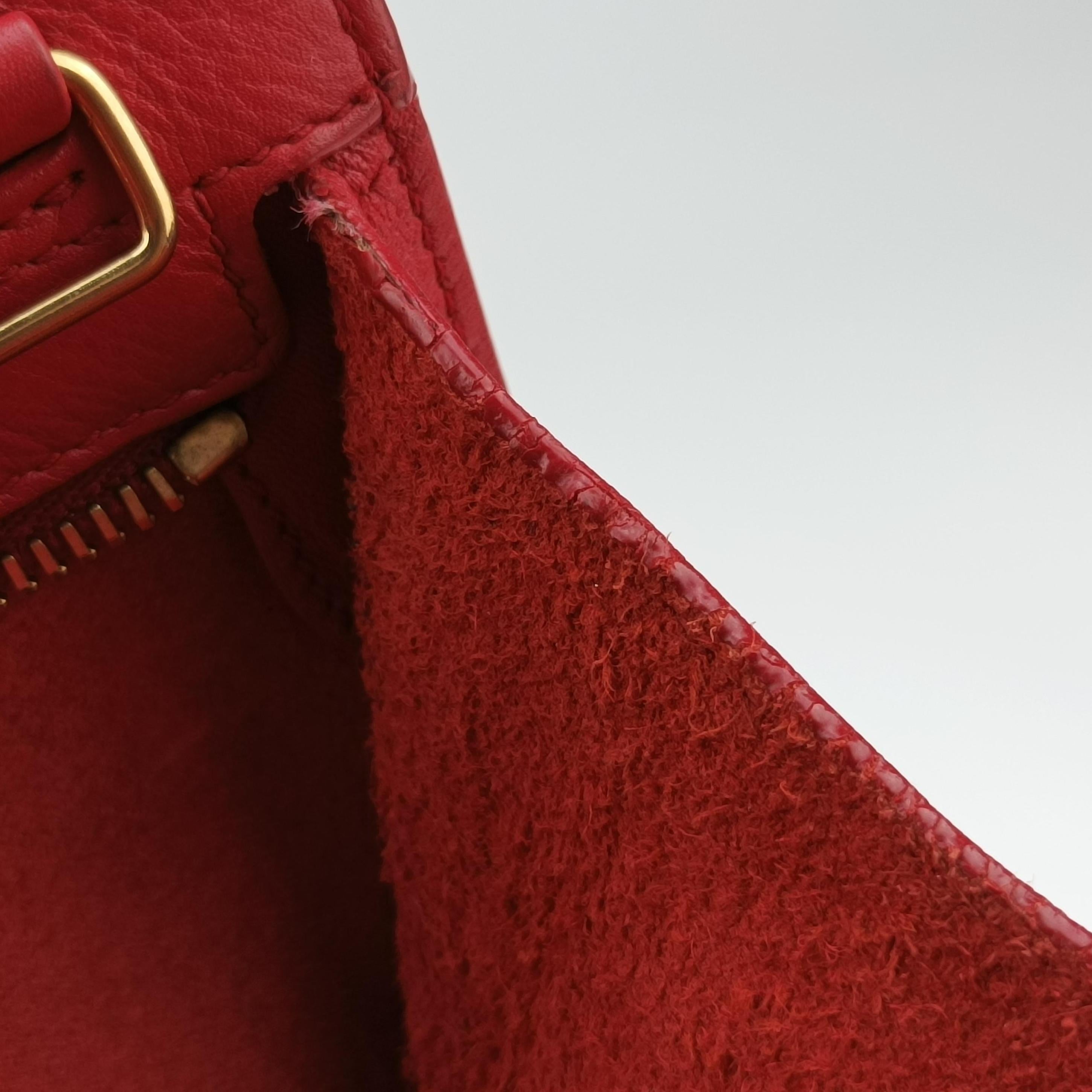 Pre-owned Yves Saint Laurent Y Ligne Petit Cabas Red Leather 311210 shoulderbag | stylenewstar