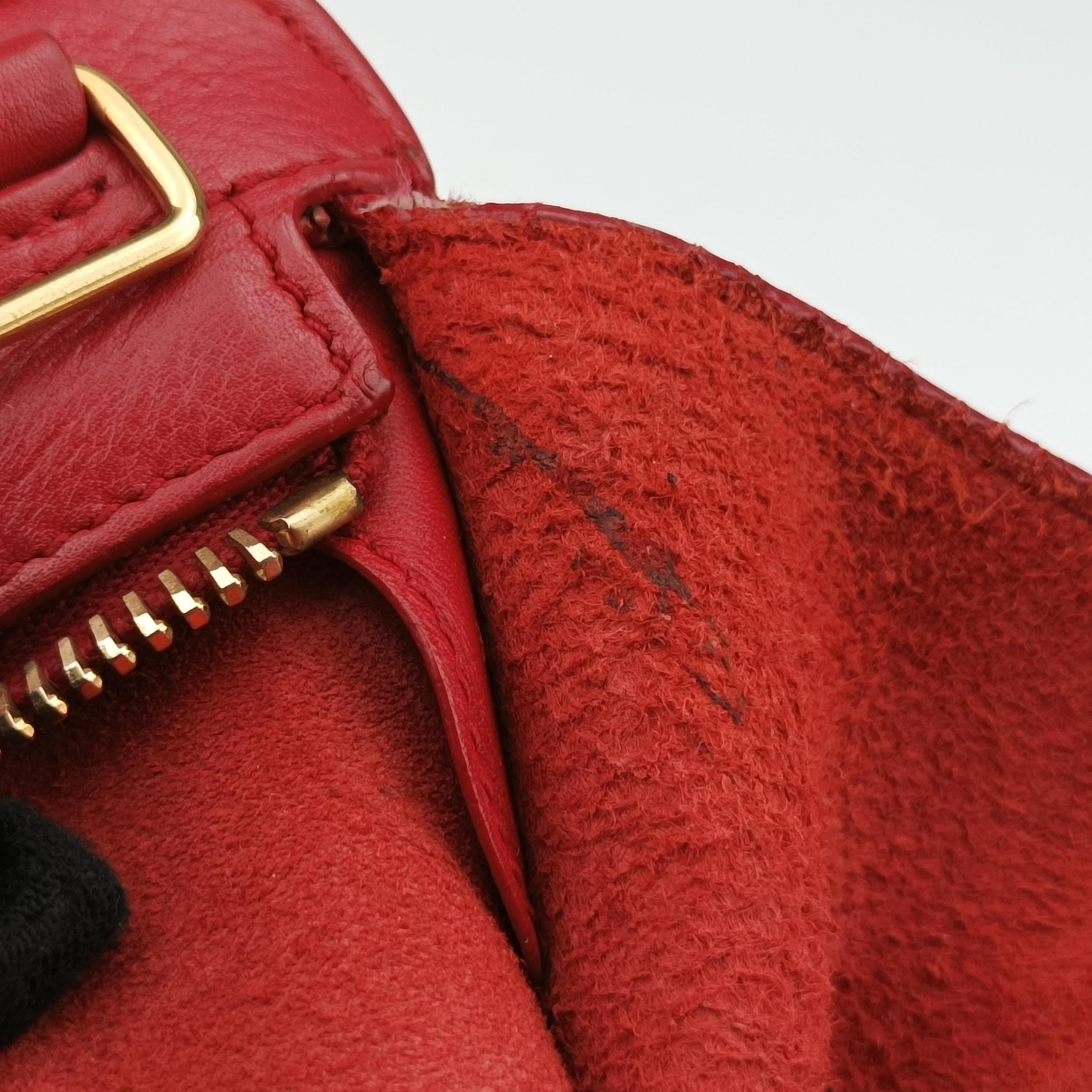 Pre-owned Yves Saint Laurent Y Ligne Petit Cabas Red Leather 311210 shoulderbag | stylenewstar