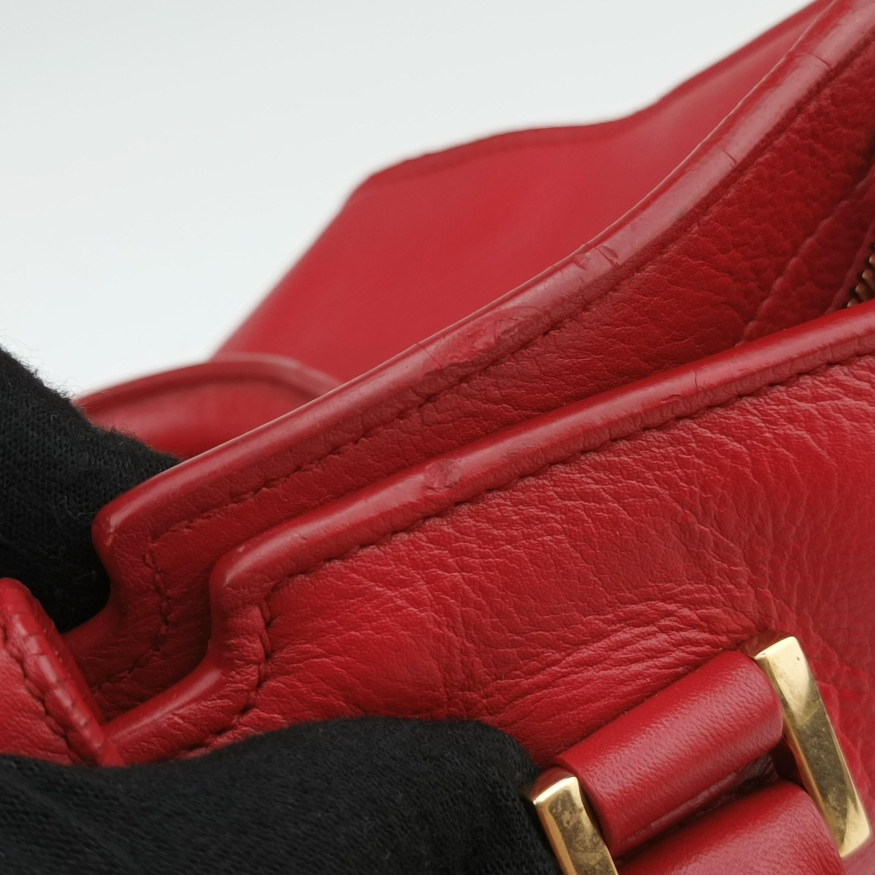 Pre-owned Yves Saint Laurent Y Ligne Petit Cabas Red Leather 311210 shoulderbag | stylenewstar