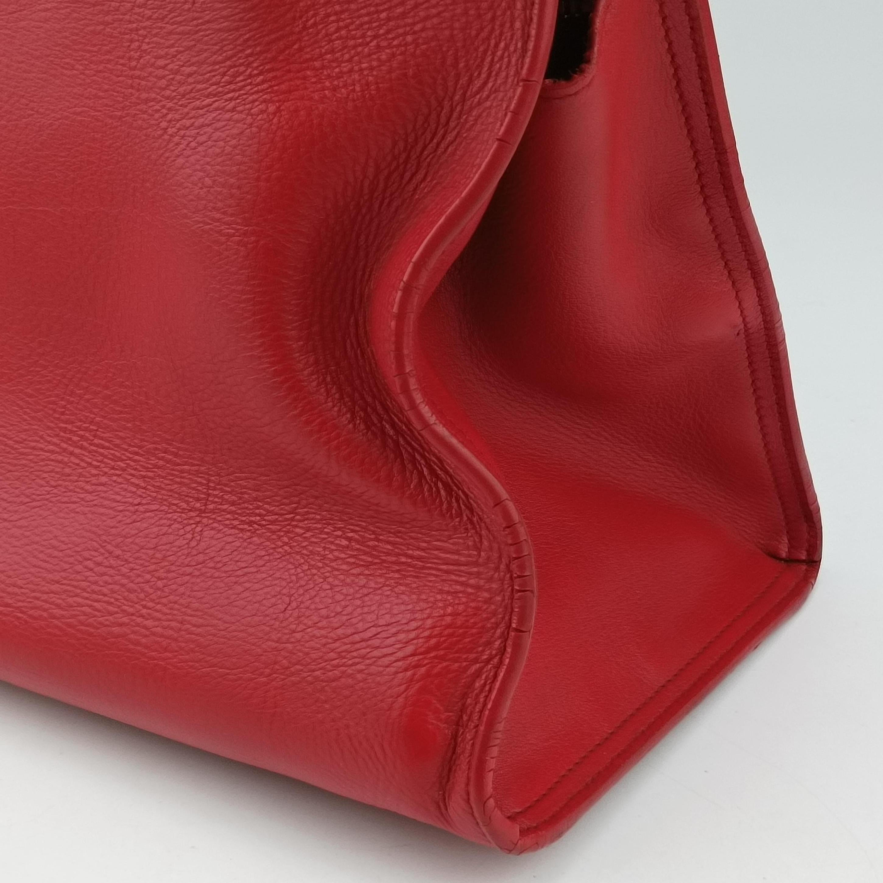 Pre-owned Yves Saint Laurent Y Ligne Petit Cabas Red Leather 311210 shoulderbag | stylenewstar