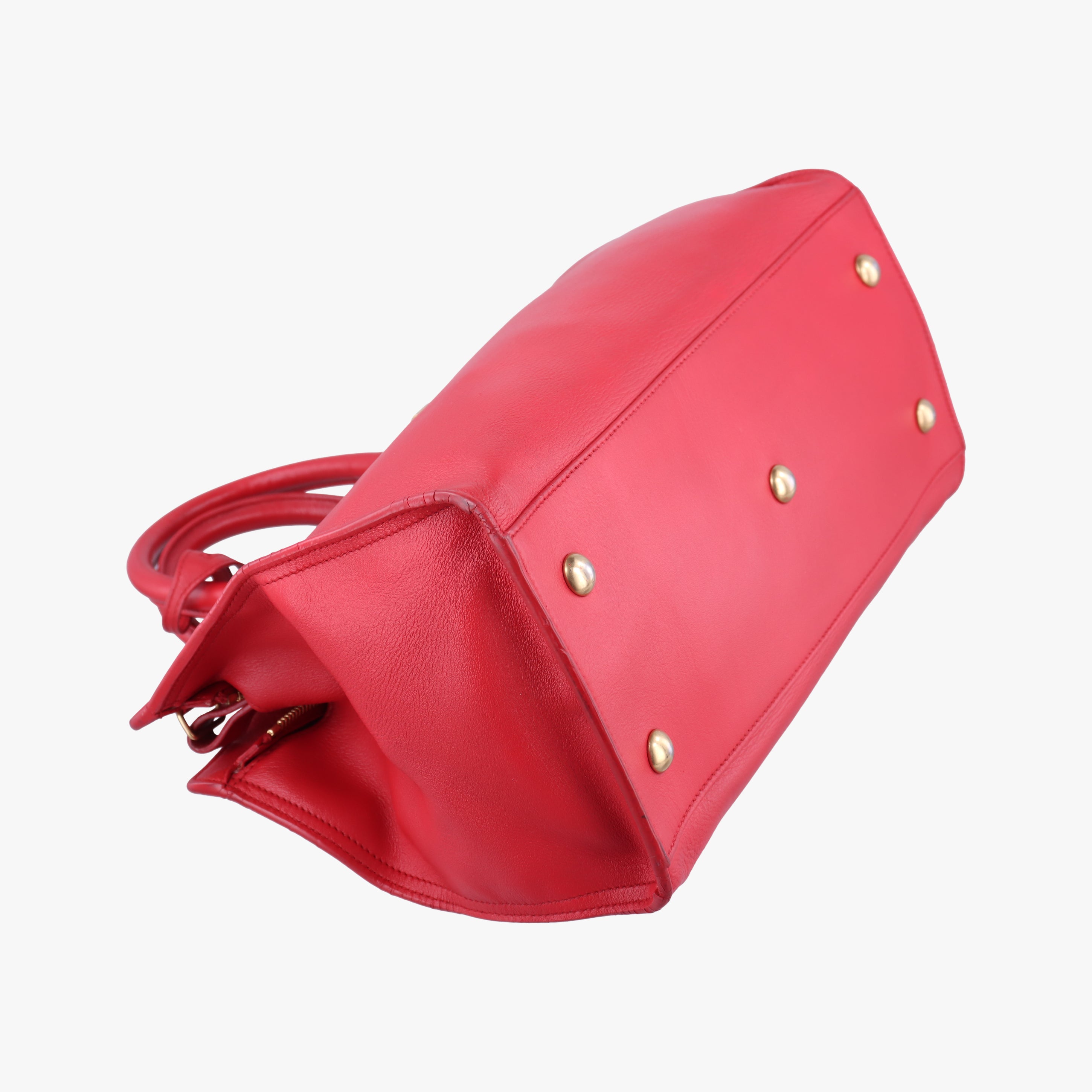Pre-owned Yves Saint Laurent Y Ligne Petit Cabas Red Leather 311210 shoulderbag | stylenewstar