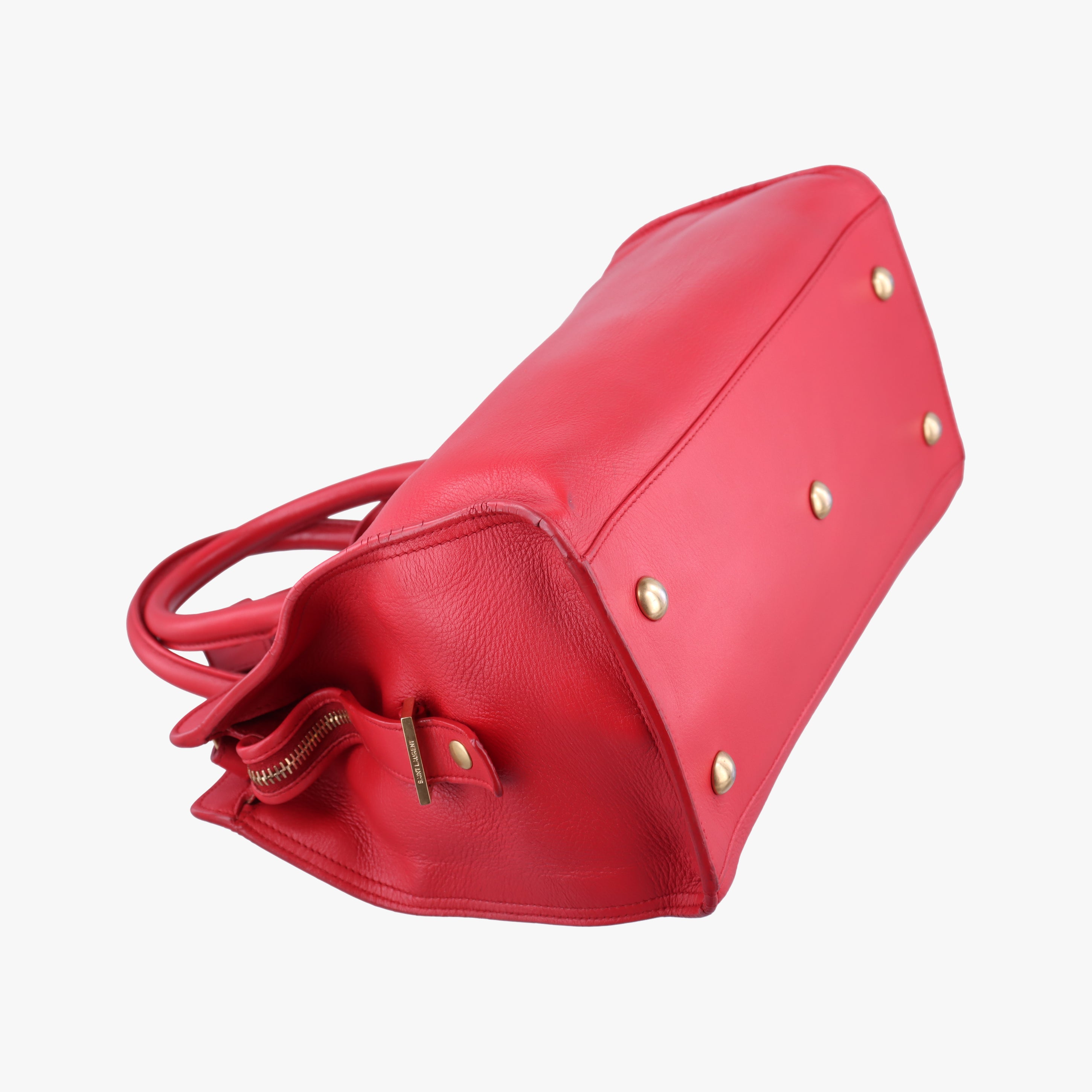 Pre-owned Yves Saint Laurent Y Ligne Petit Cabas Red Leather 311210 shoulderbag | stylenewstar