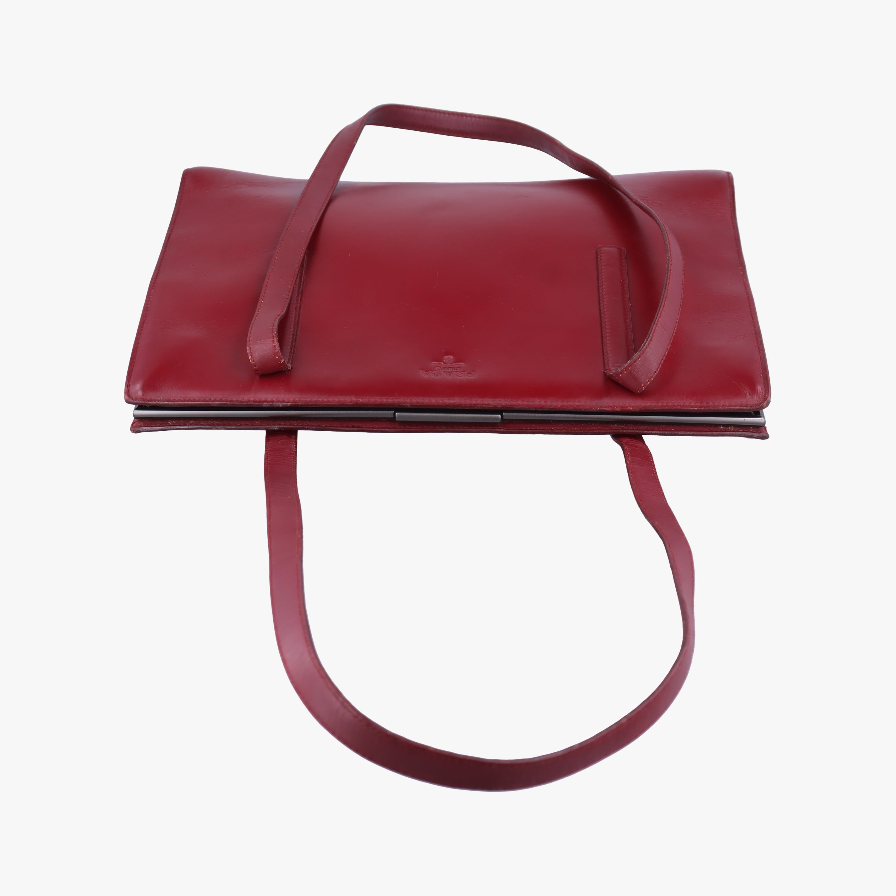 Pre-owned Prada Re-Edition 1995 Red Brushed  leather  shoulderbag | stylenewstar