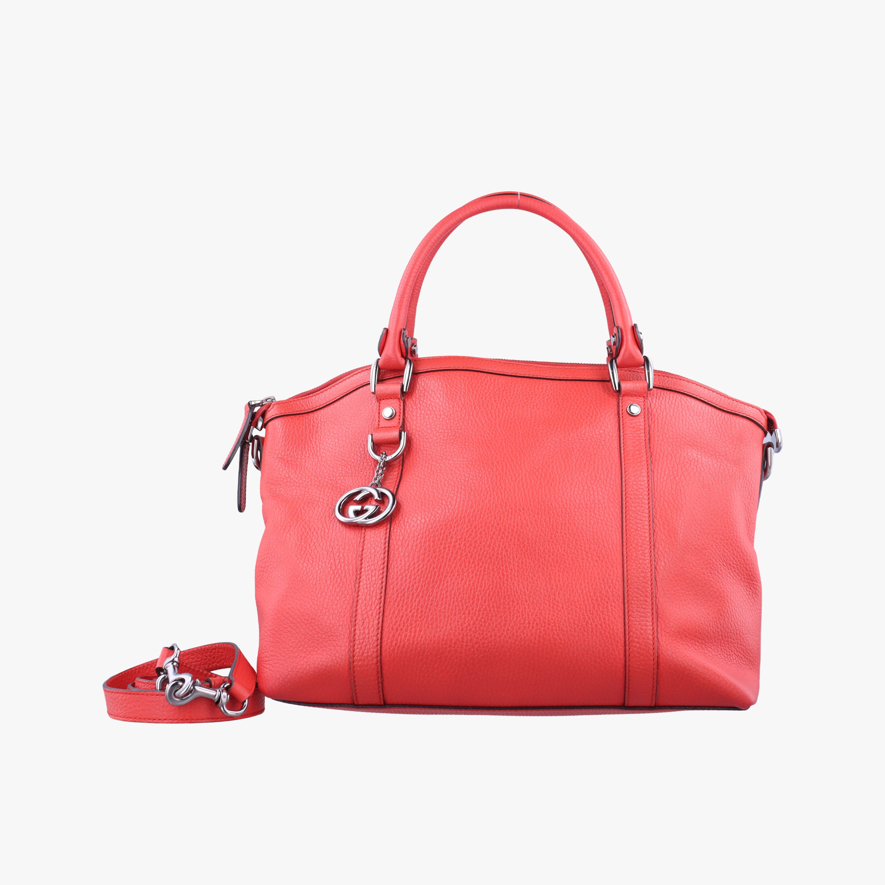 Pre-owned Gucci charm dome Red Leather 341503 shoulderbag | stylenewstar