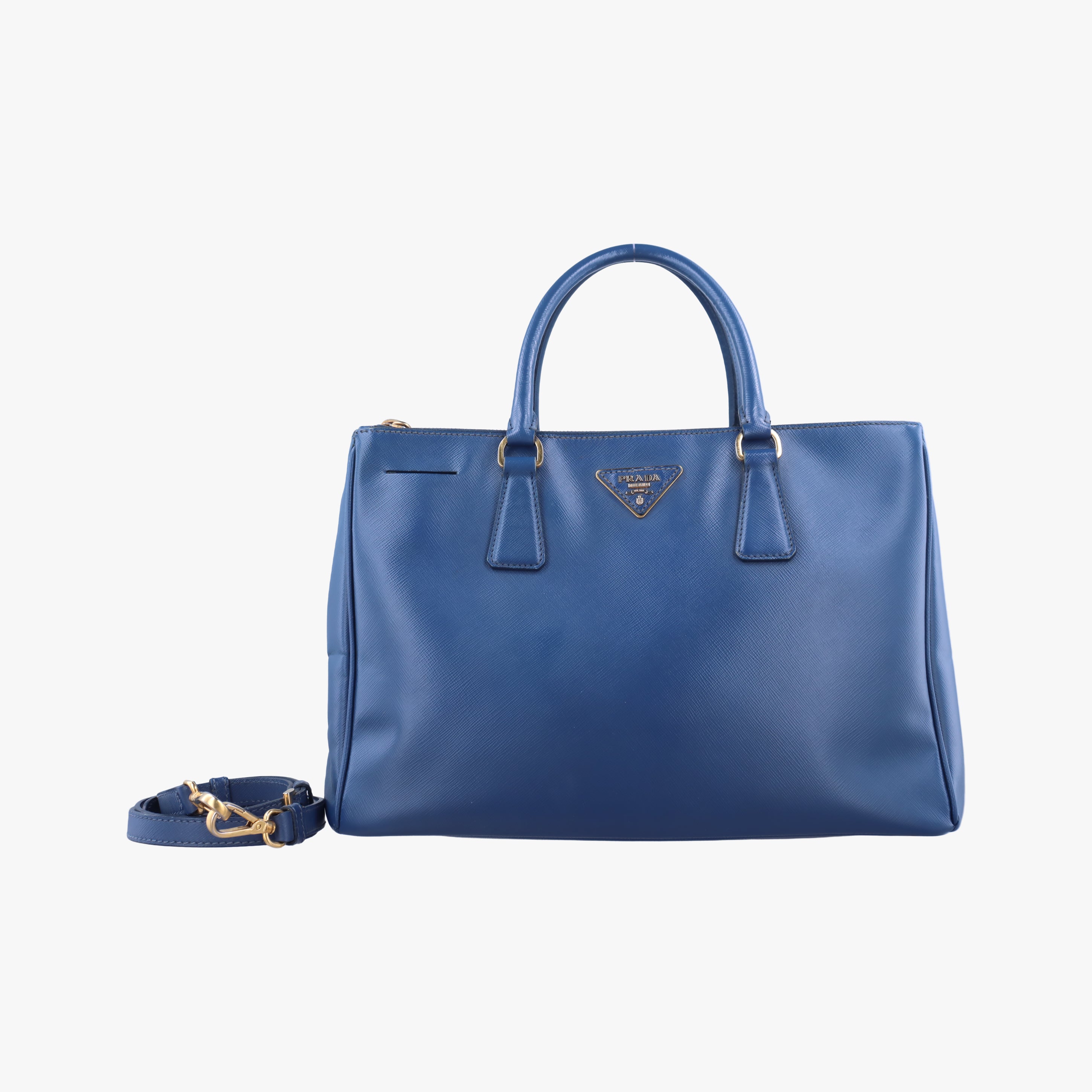 Pre-owned Prada Galleria Blue SAFFIANO Leather BN2274 shoulderbag | stylenewstar
