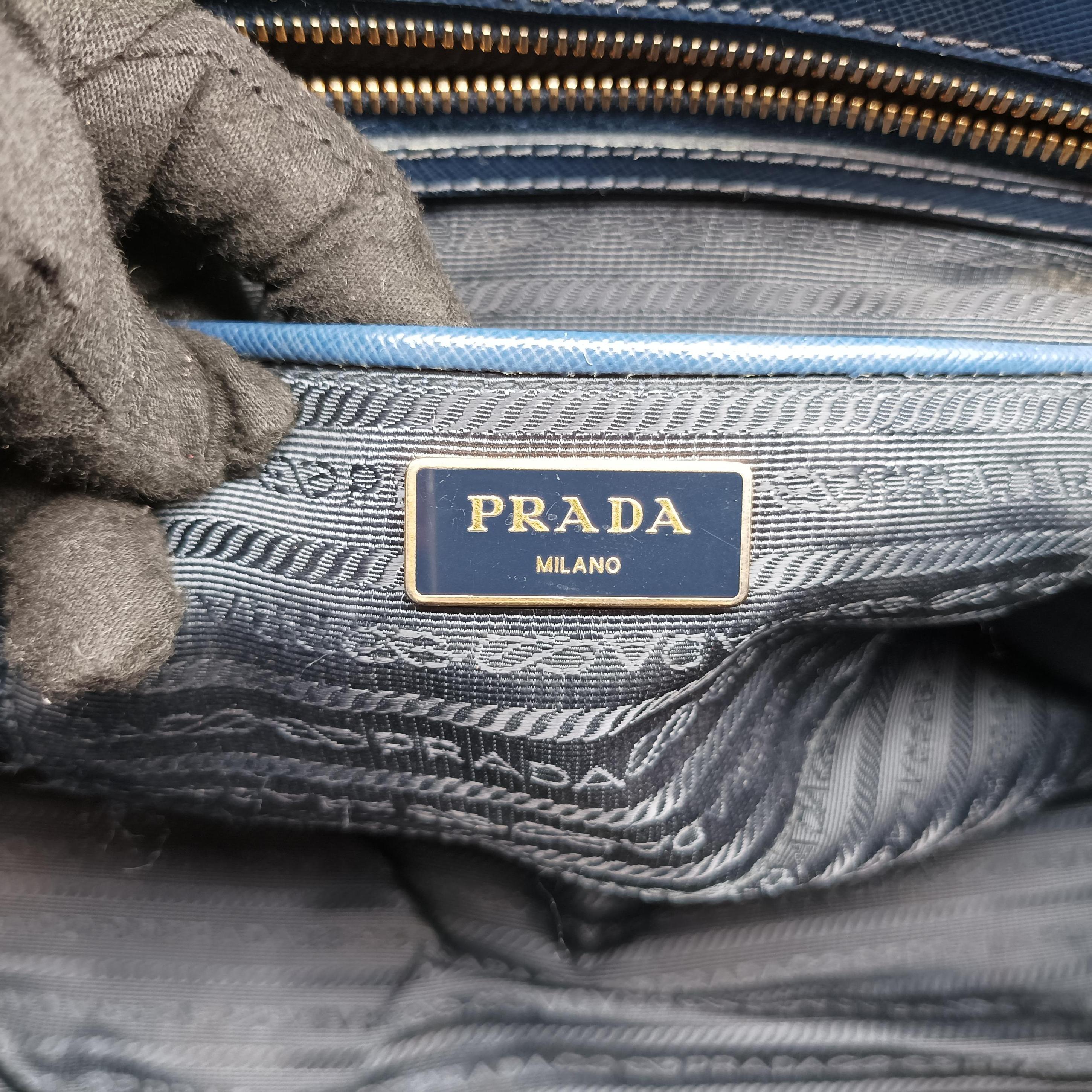 Pre-owned Prada Galleria Blue SAFFIANO Leather BN2274 shoulderbag | stylenewstar