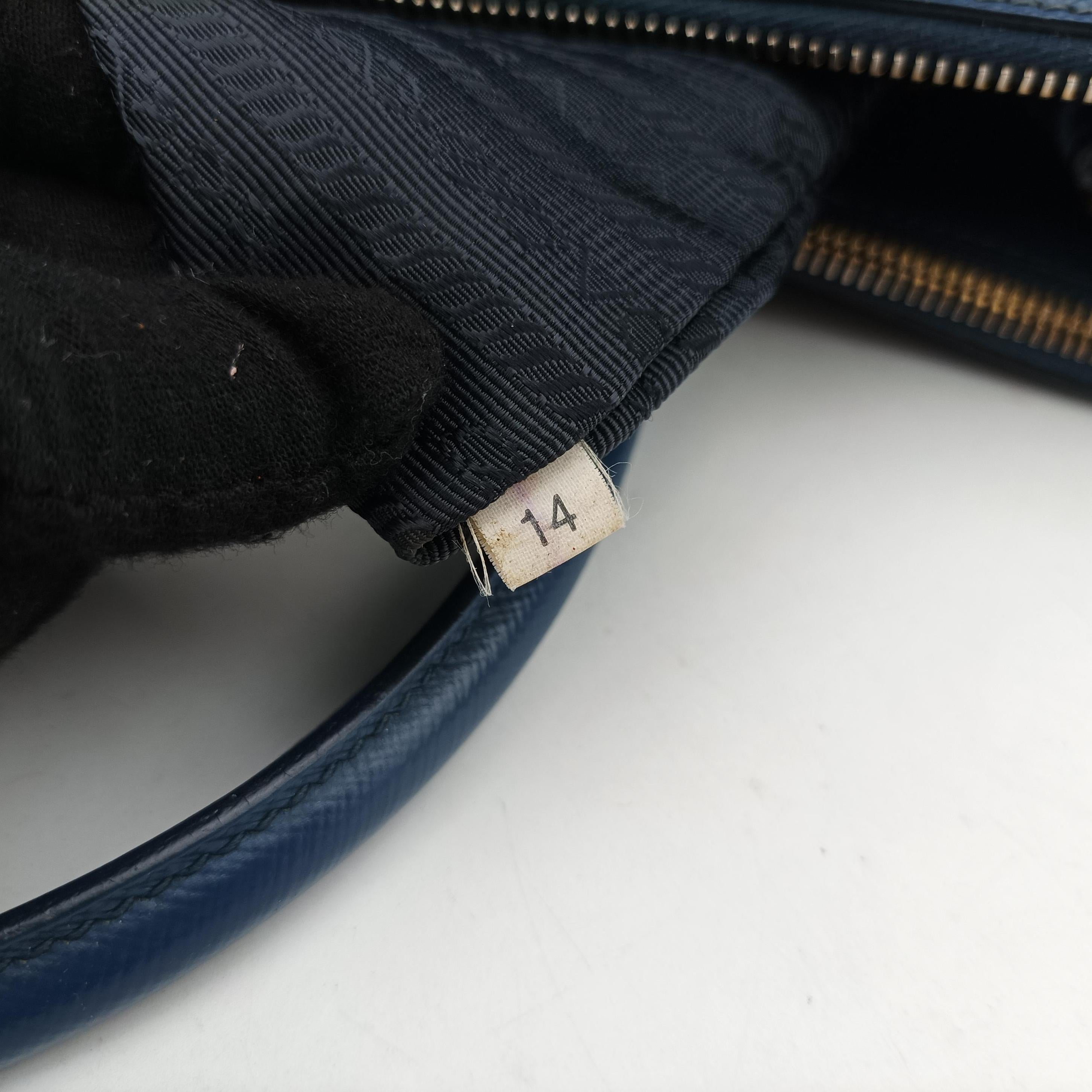 Pre-owned Prada Galleria Blue SAFFIANO Leather BN2274 shoulderbag | stylenewstar