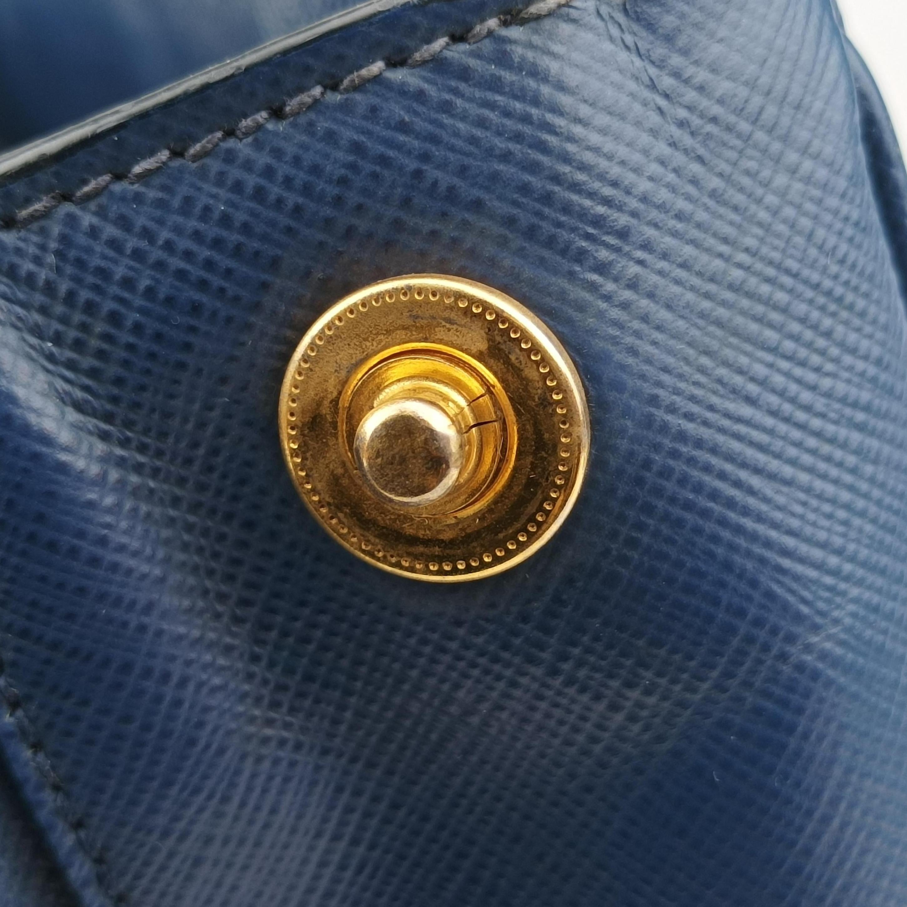 Pre-owned Prada Galleria Blue SAFFIANO Leather BN2274 shoulderbag | stylenewstar