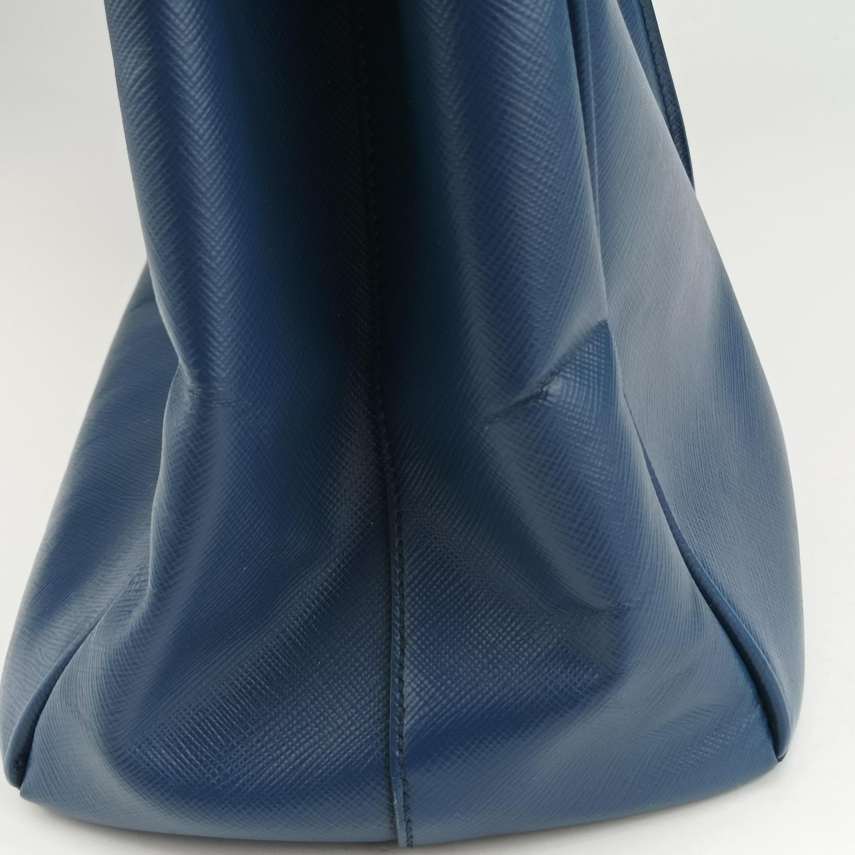 Pre-owned Prada Galleria Blue SAFFIANO Leather BN2274 shoulderbag | stylenewstar