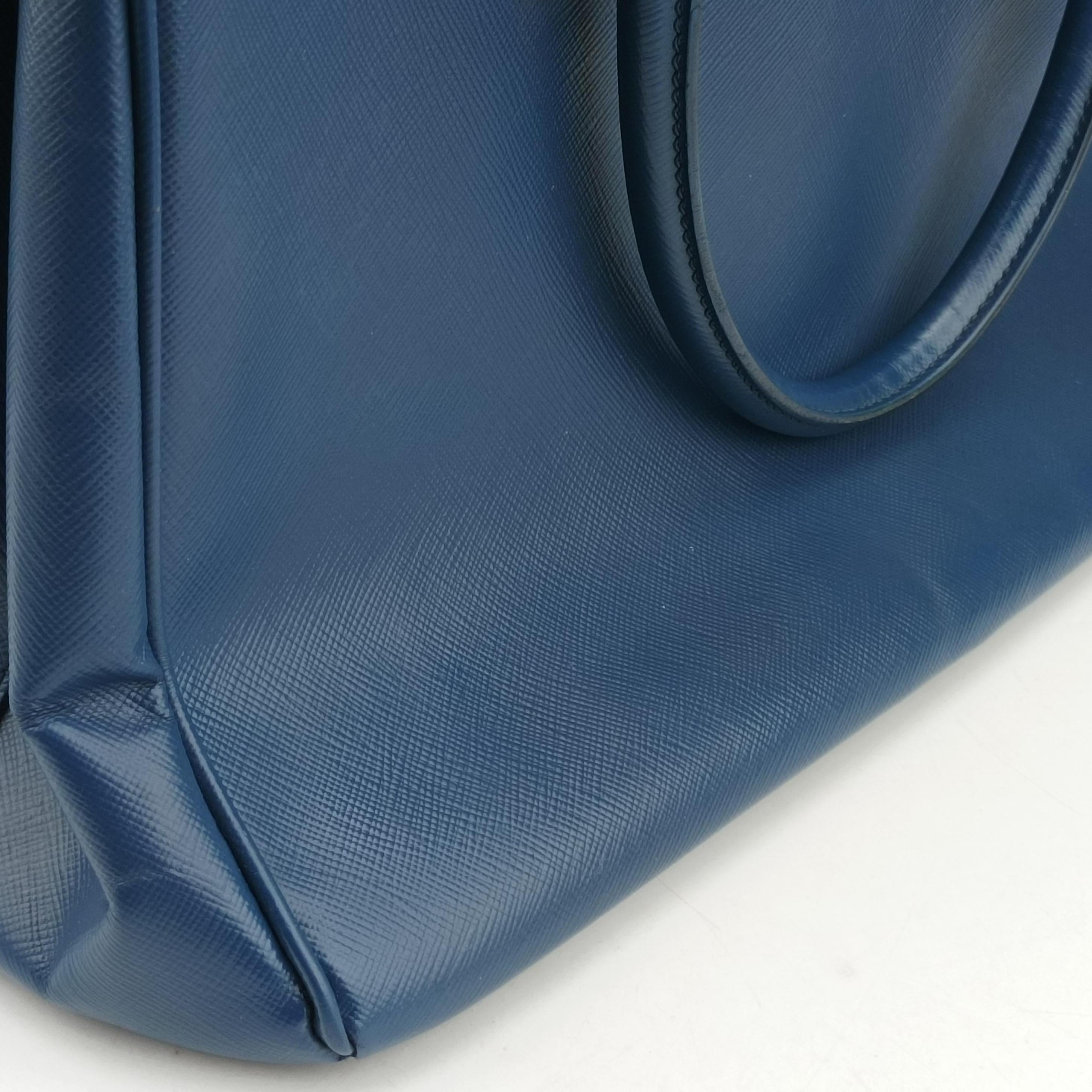 Pre-owned Prada Galleria Blue SAFFIANO Leather BN2274 shoulderbag | stylenewstar