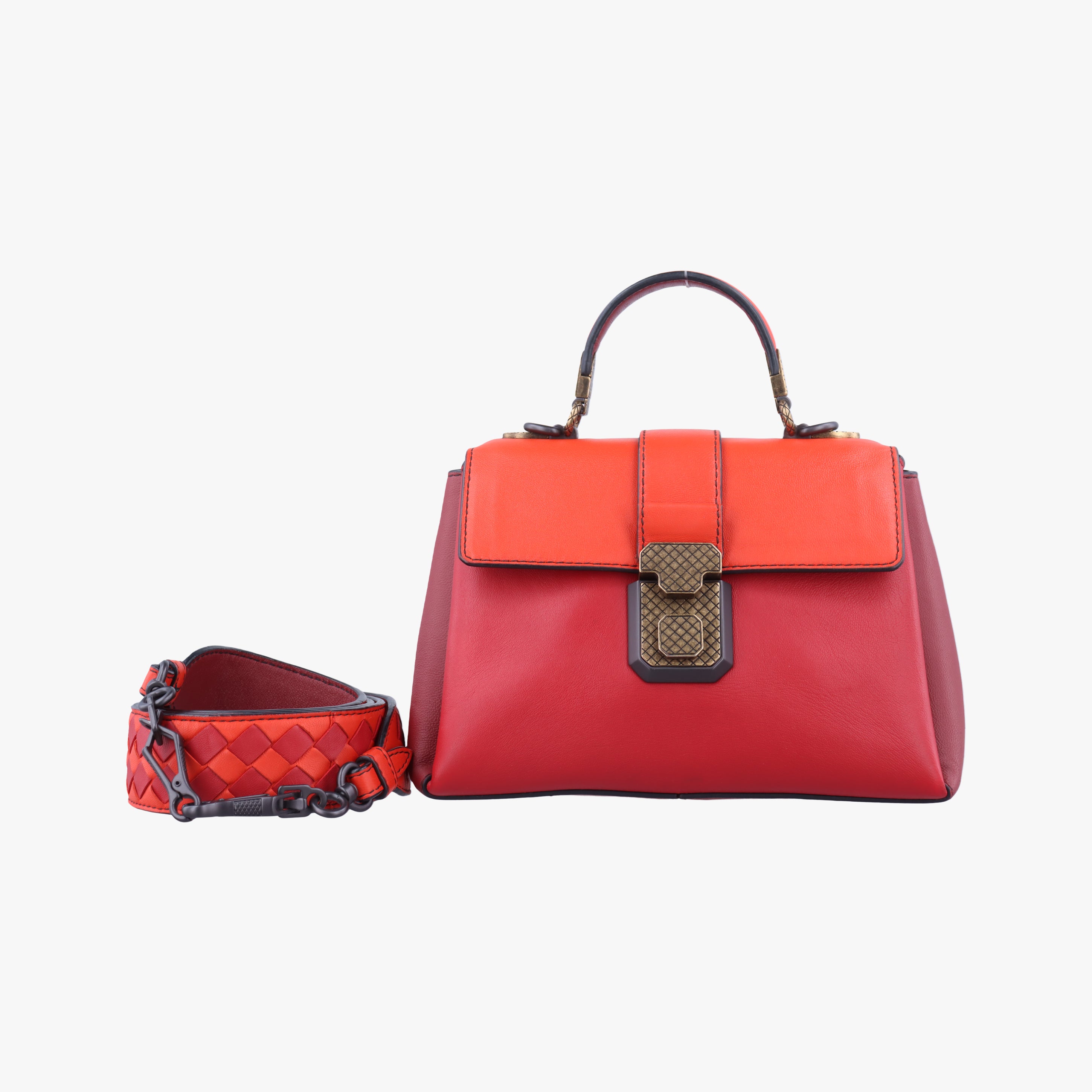 Vintage Bottega Veneta Piazza Burgundy×Red leather  shoulderbag | stylenewstar