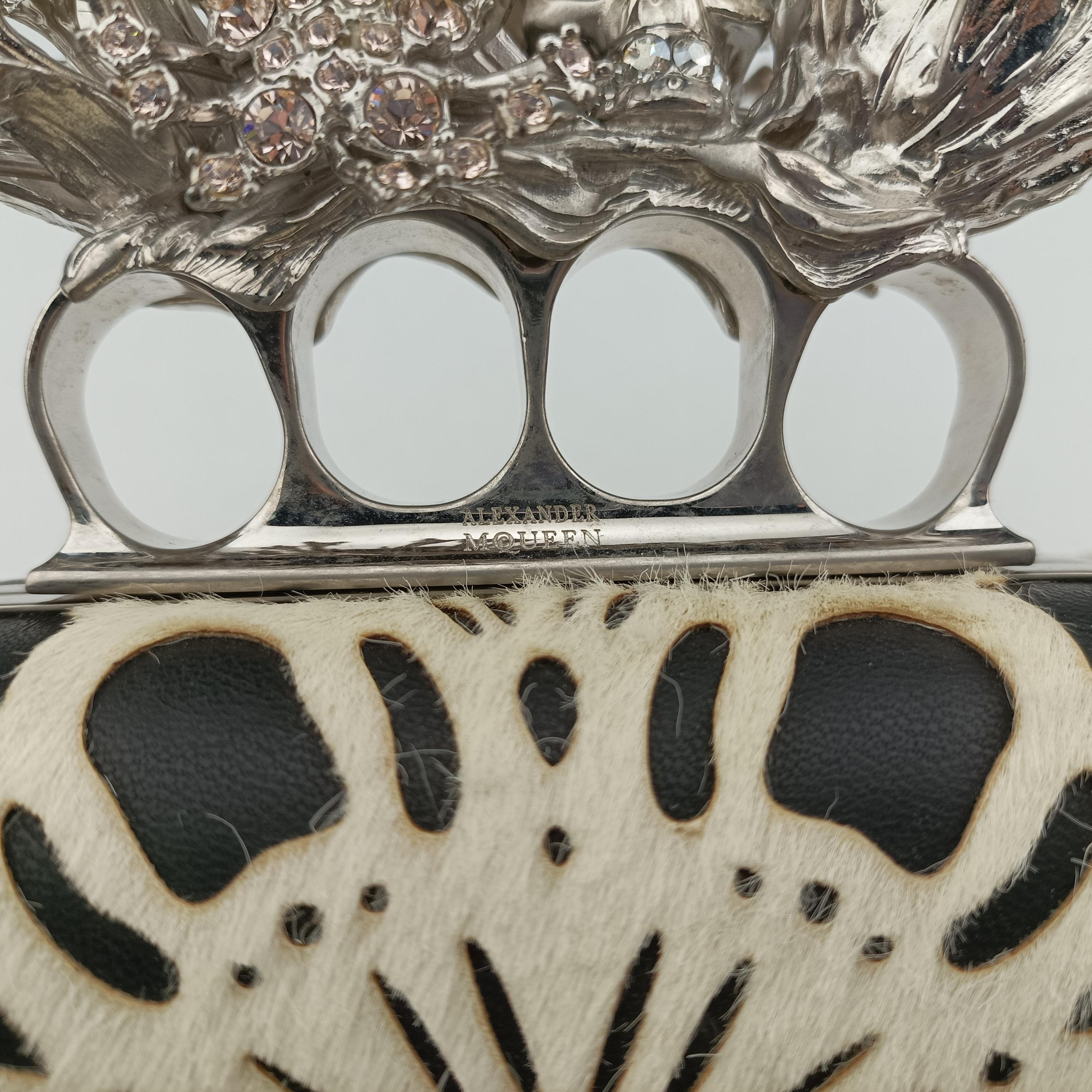 Pre-owned Alexander McQueen Knuckle Duster Black×white Leather×ponyhair  clutchbag | stylenewstar