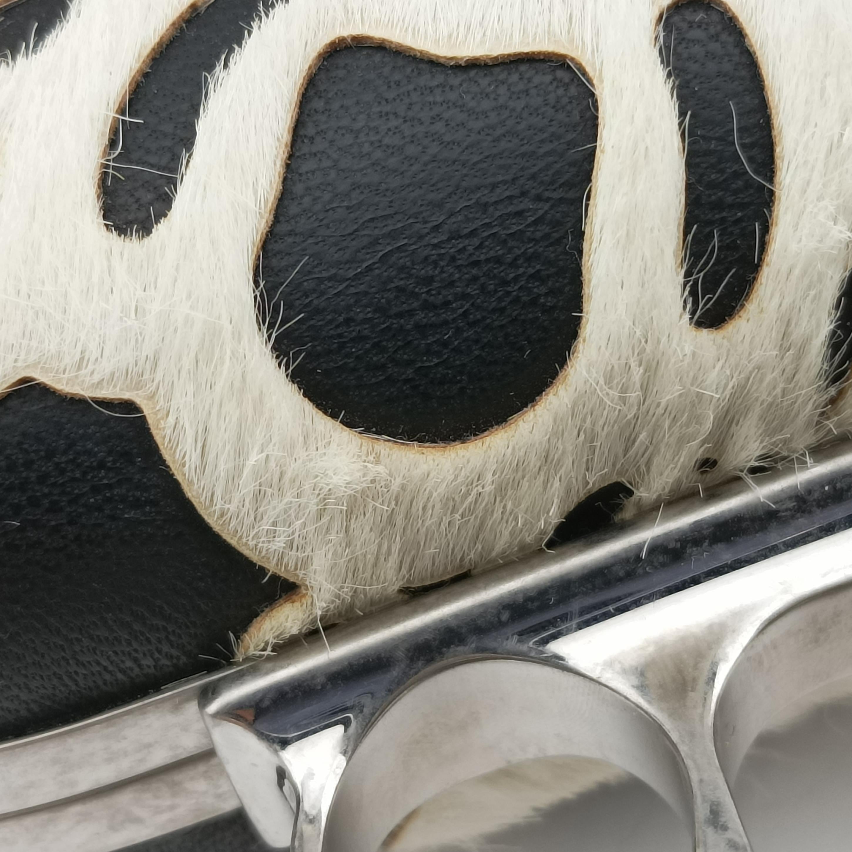 Pre-owned Alexander McQueen Knuckle Duster Black×white Leather×ponyhair  clutchbag | stylenewstar