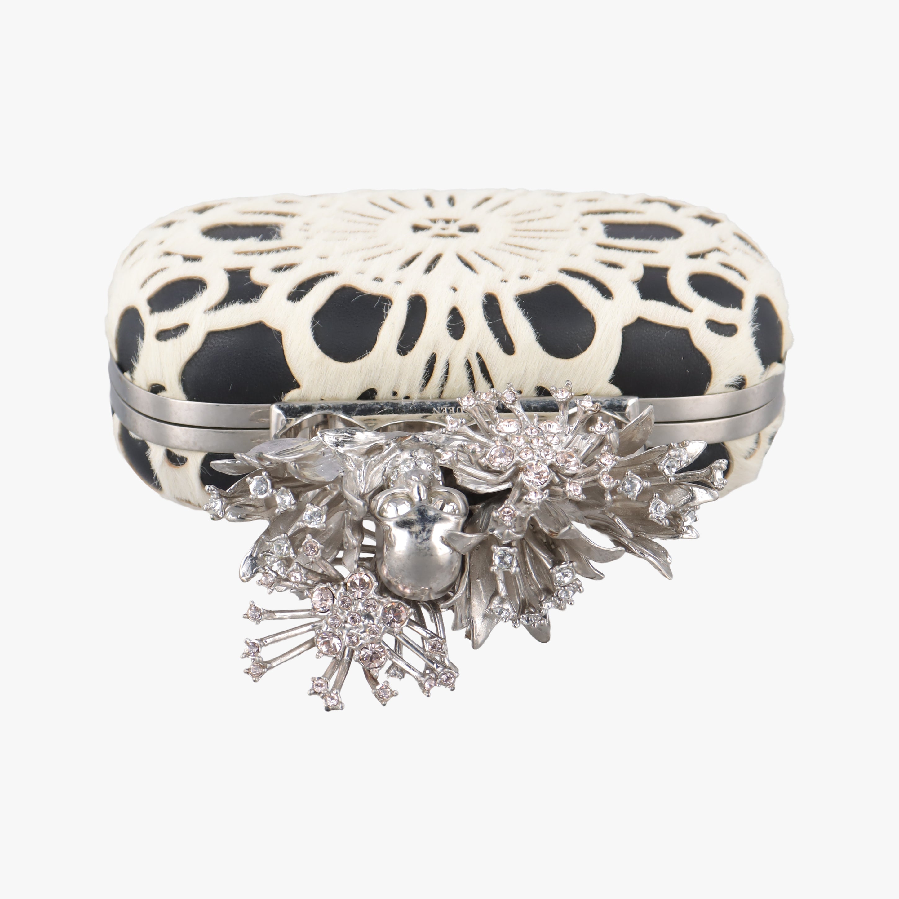 Pre-owned Alexander McQueen Knuckle Duster Black×white Leather×ponyhair  clutchbag | stylenewstar