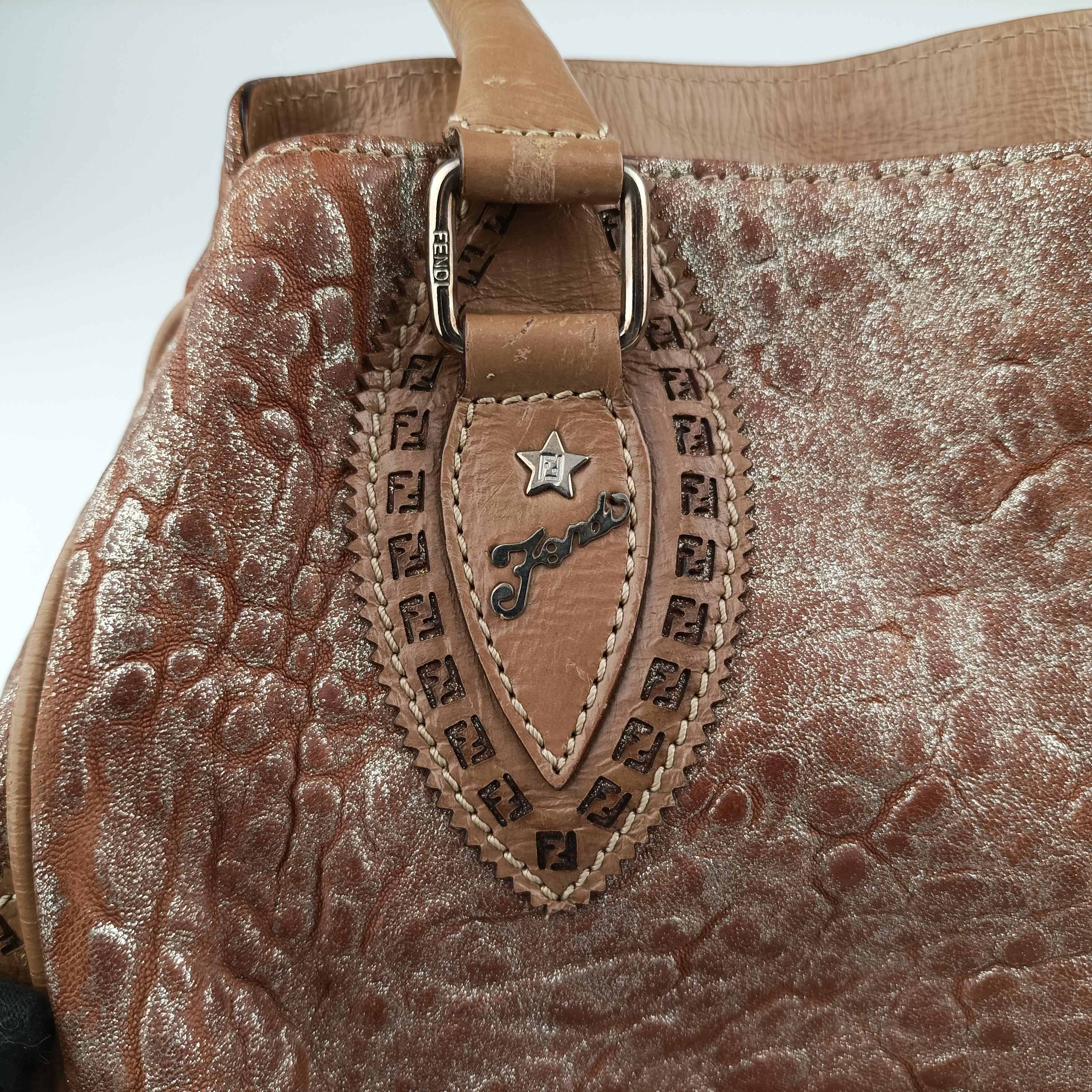 Pre-owned Fendi Etniko Brown Leather 8BN162 handbag | stylenewstar