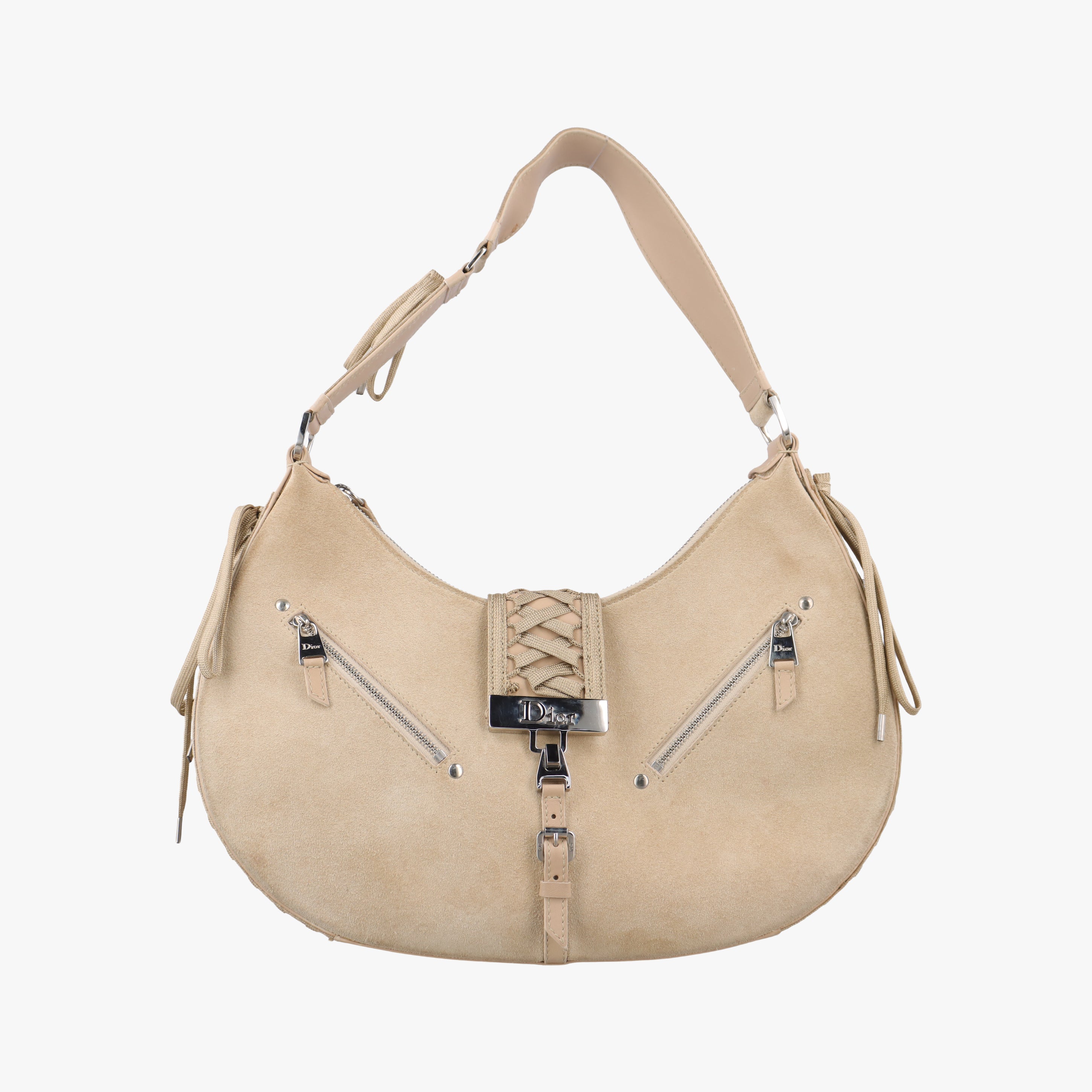 Pre-owned Christian Dior Admit It Beige suede  shoulderbag | stylenewstar
