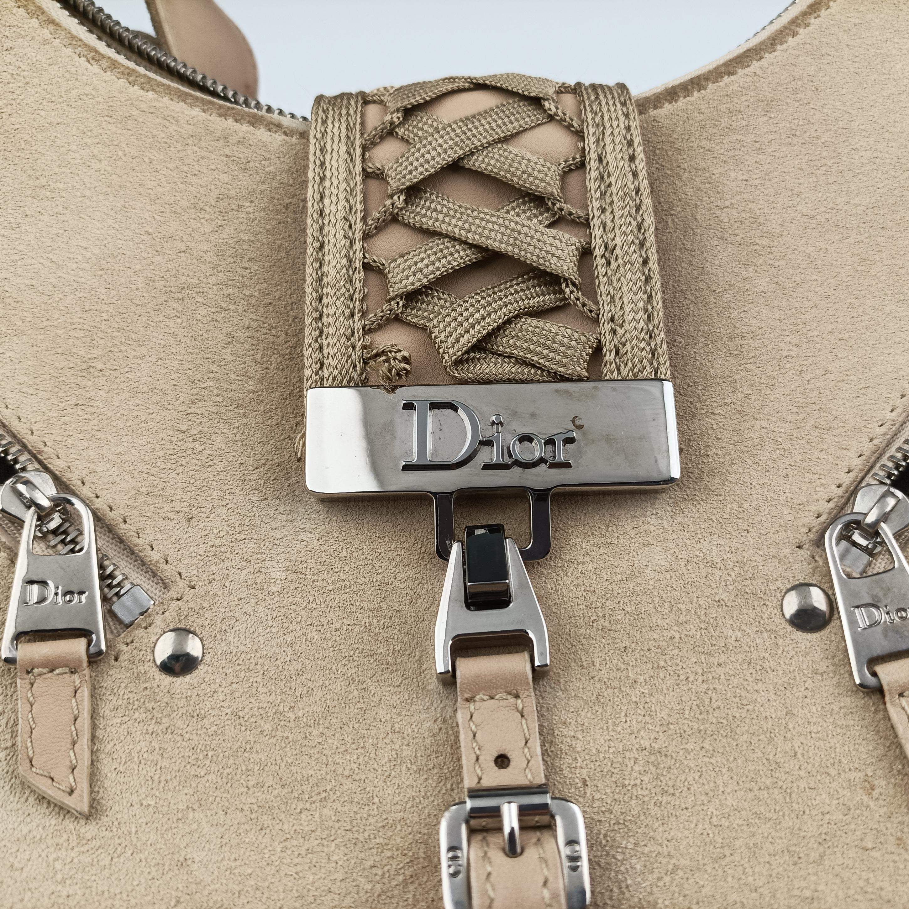 Pre-owned Christian Dior Admit It Beige suede  shoulderbag | stylenewstar