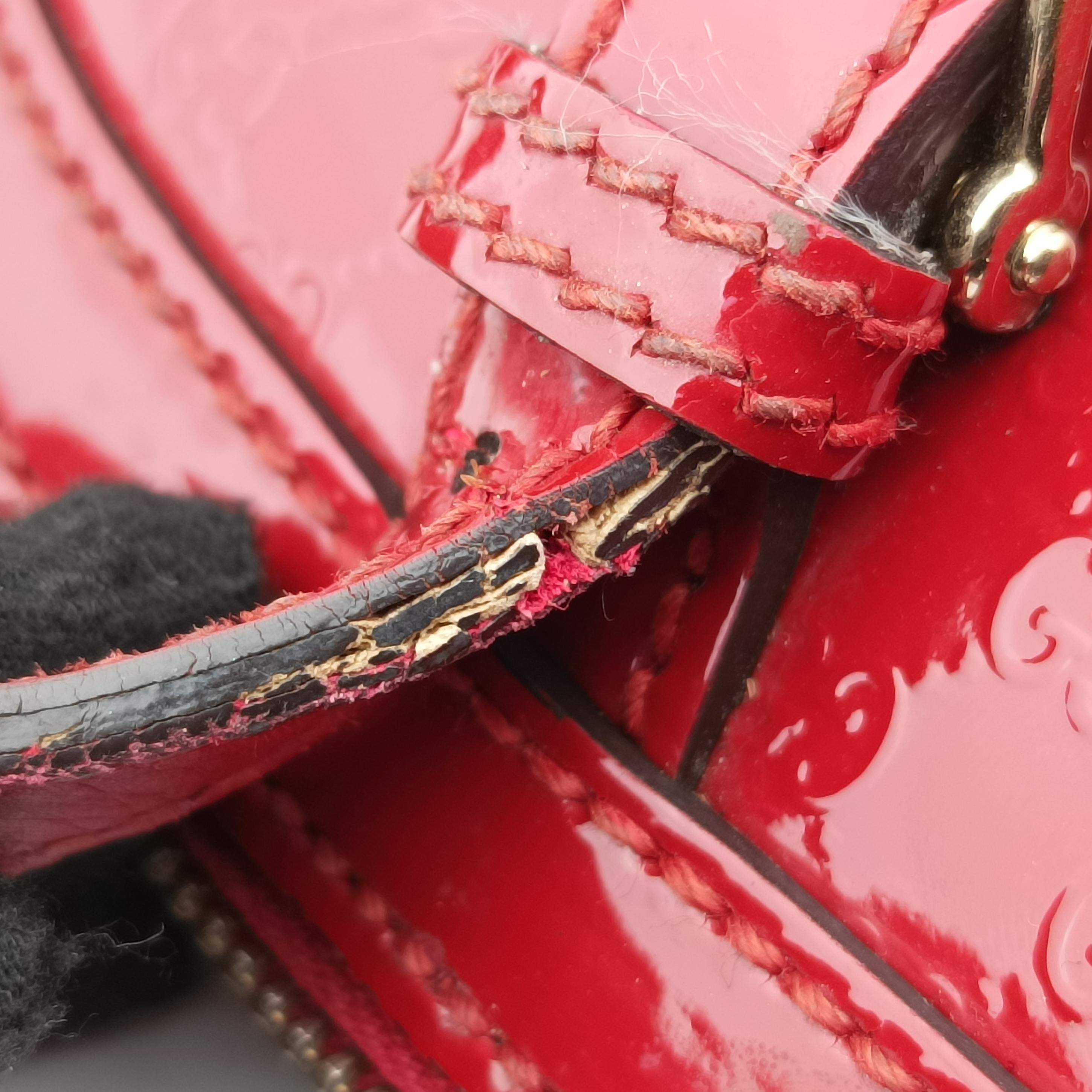 Pre-owned Gucci Microguccissima Red Patent 309617 shoulderbag | stylenewstar