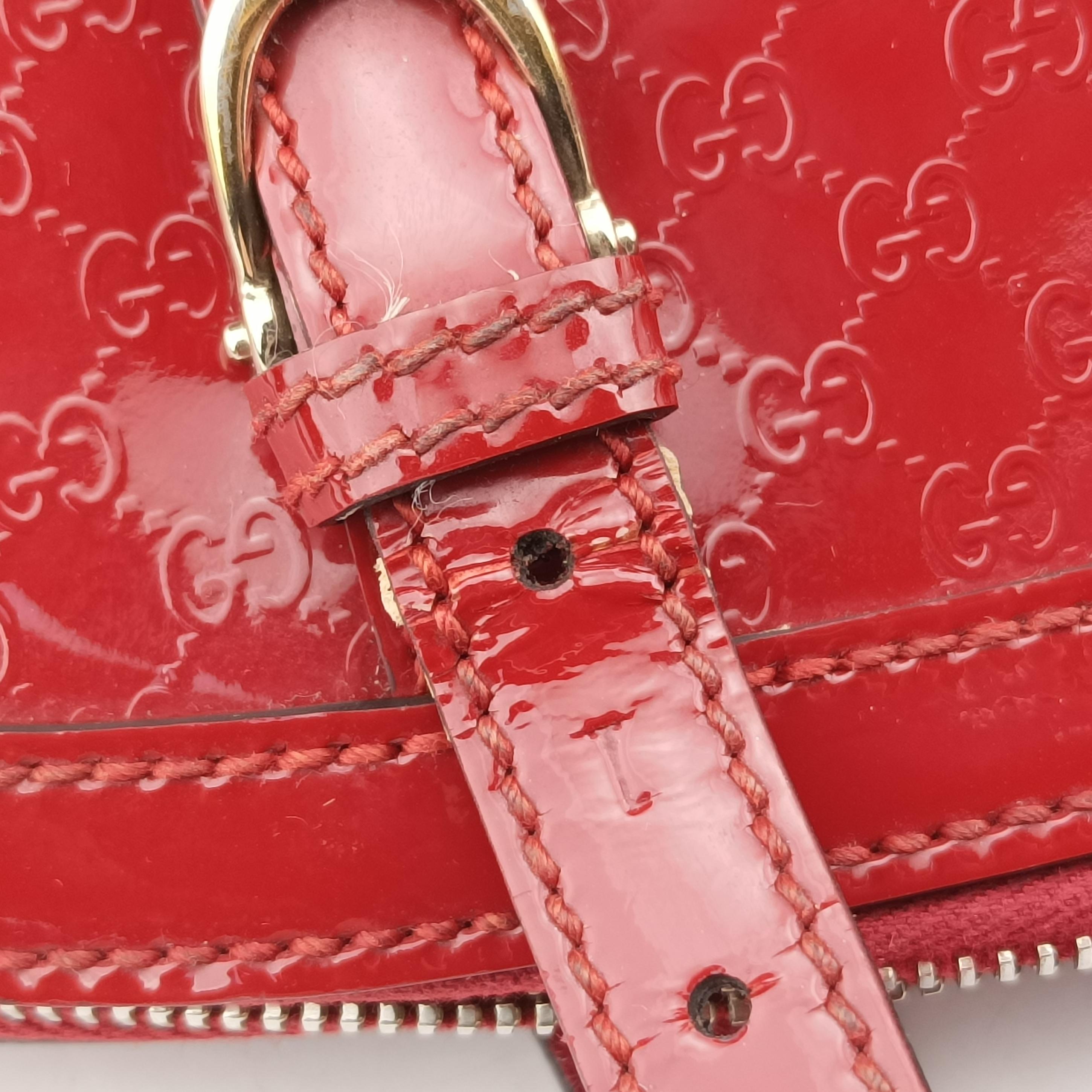 Pre-owned Gucci Microguccissima Red Patent 309617 shoulderbag | stylenewstar