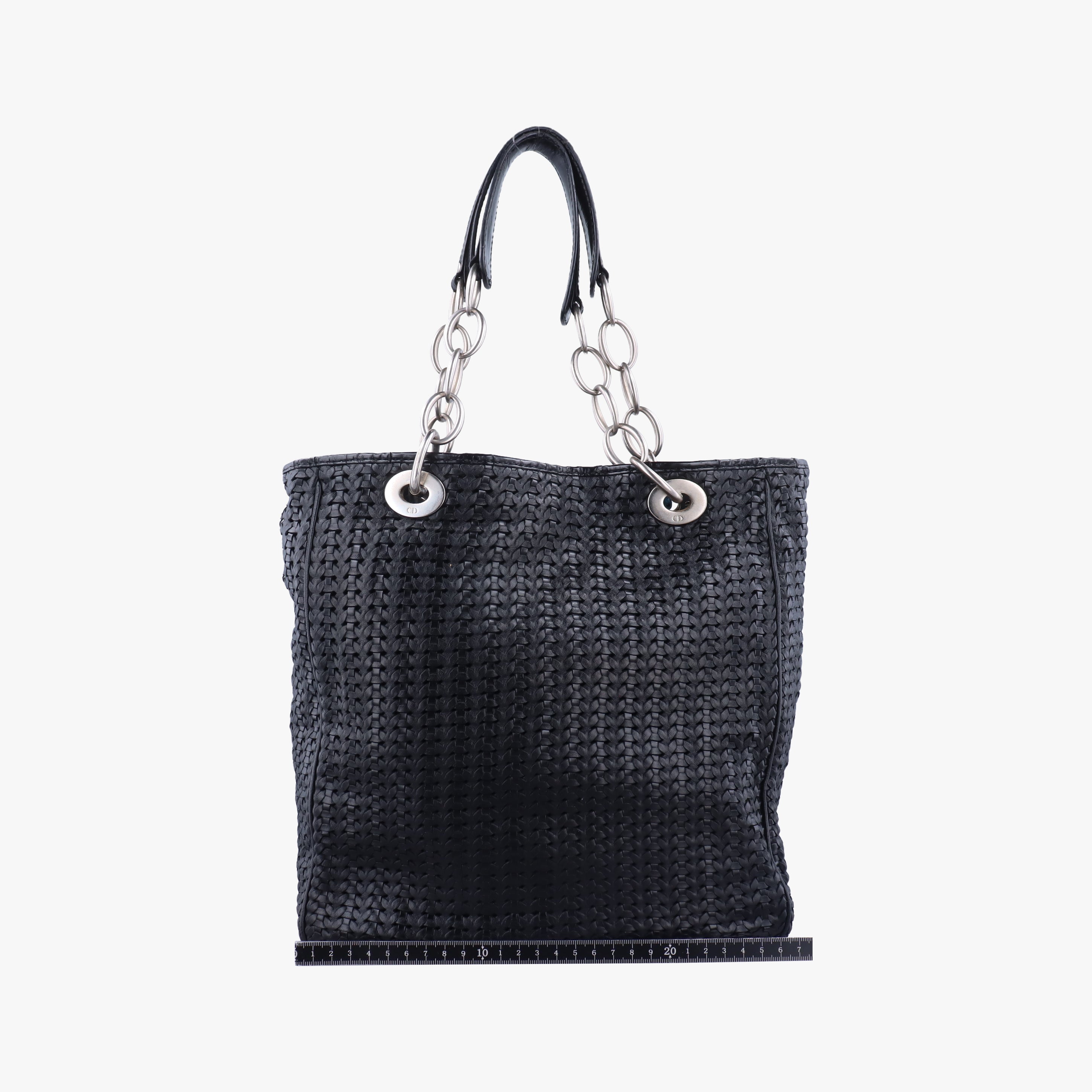 Vintage Christian Dior Lady Dior Soft Woven Shopping Tote Black lambskin  shoulderbag | stylenewstar
