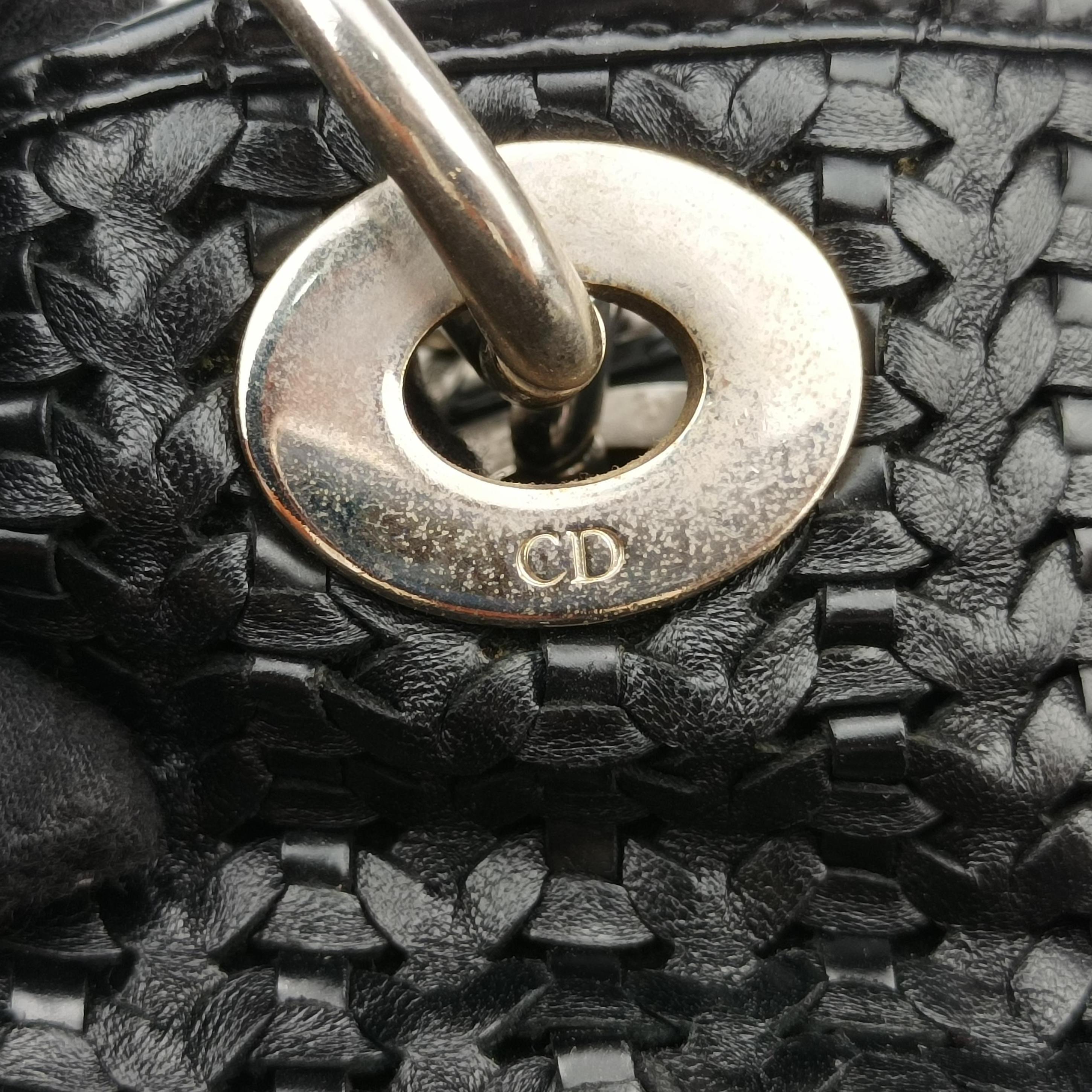 Vintage Christian Dior Lady Dior Soft Woven Shopping Tote Black lambskin  shoulderbag | stylenewstar