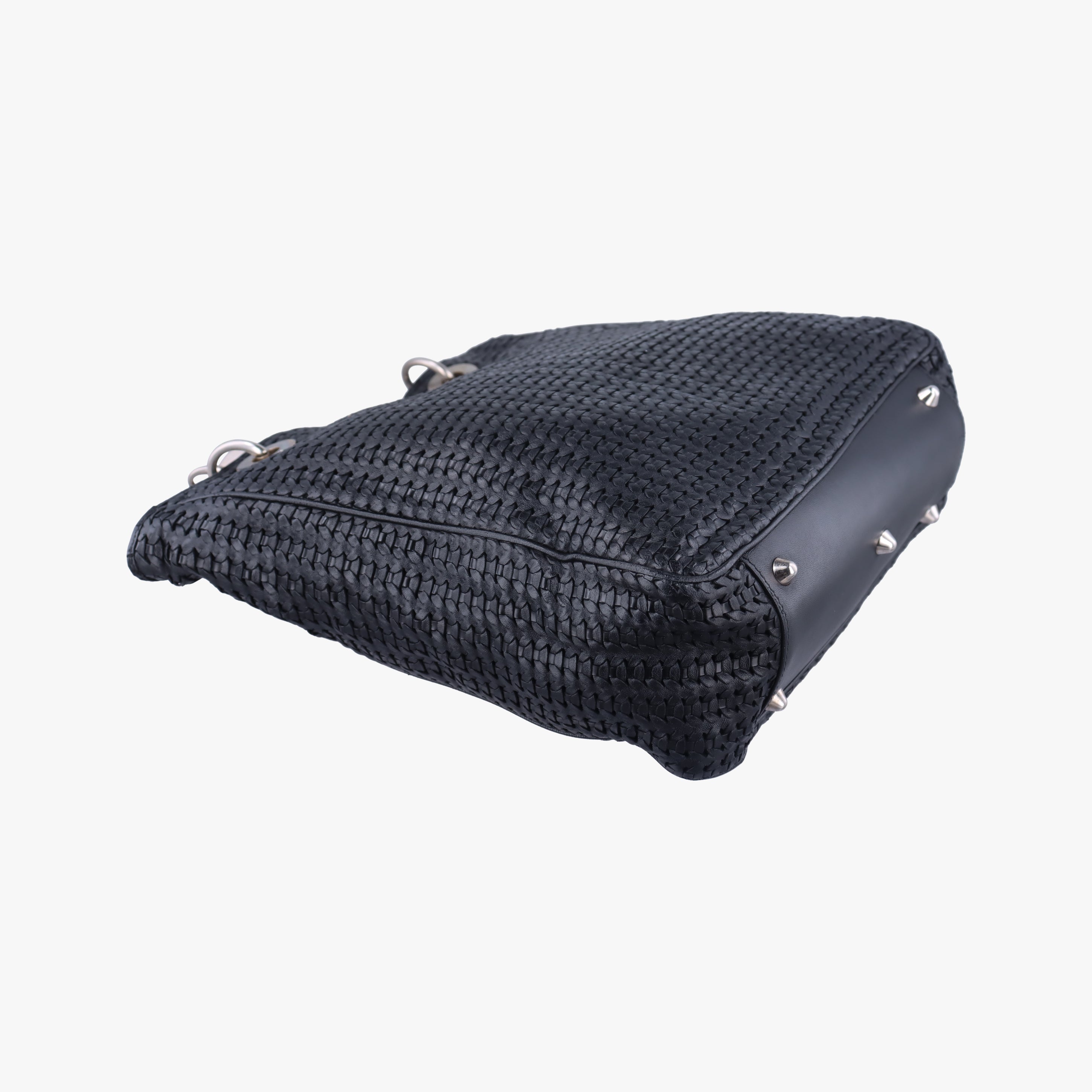 Vintage Christian Dior Lady Dior Soft Woven Shopping Tote Black lambskin  shoulderbag | stylenewstar